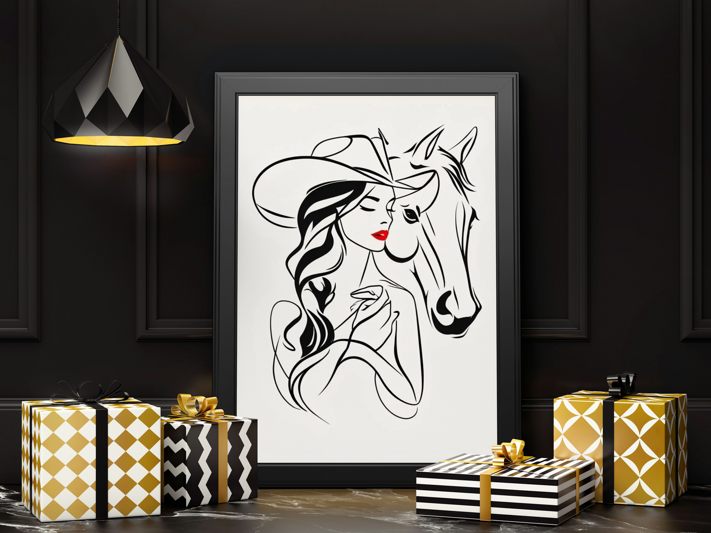 Stylish Cowgirl Canvas Print - Framed Wall Art for Horse Lovers