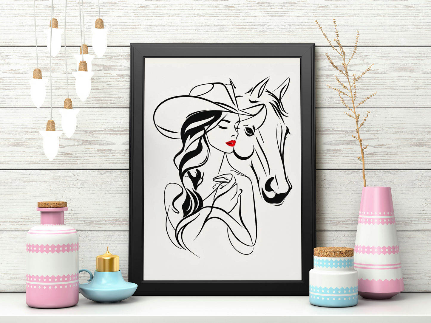 Stylish Cowgirl Canvas Print - Framed Wall Art for Horse Lovers