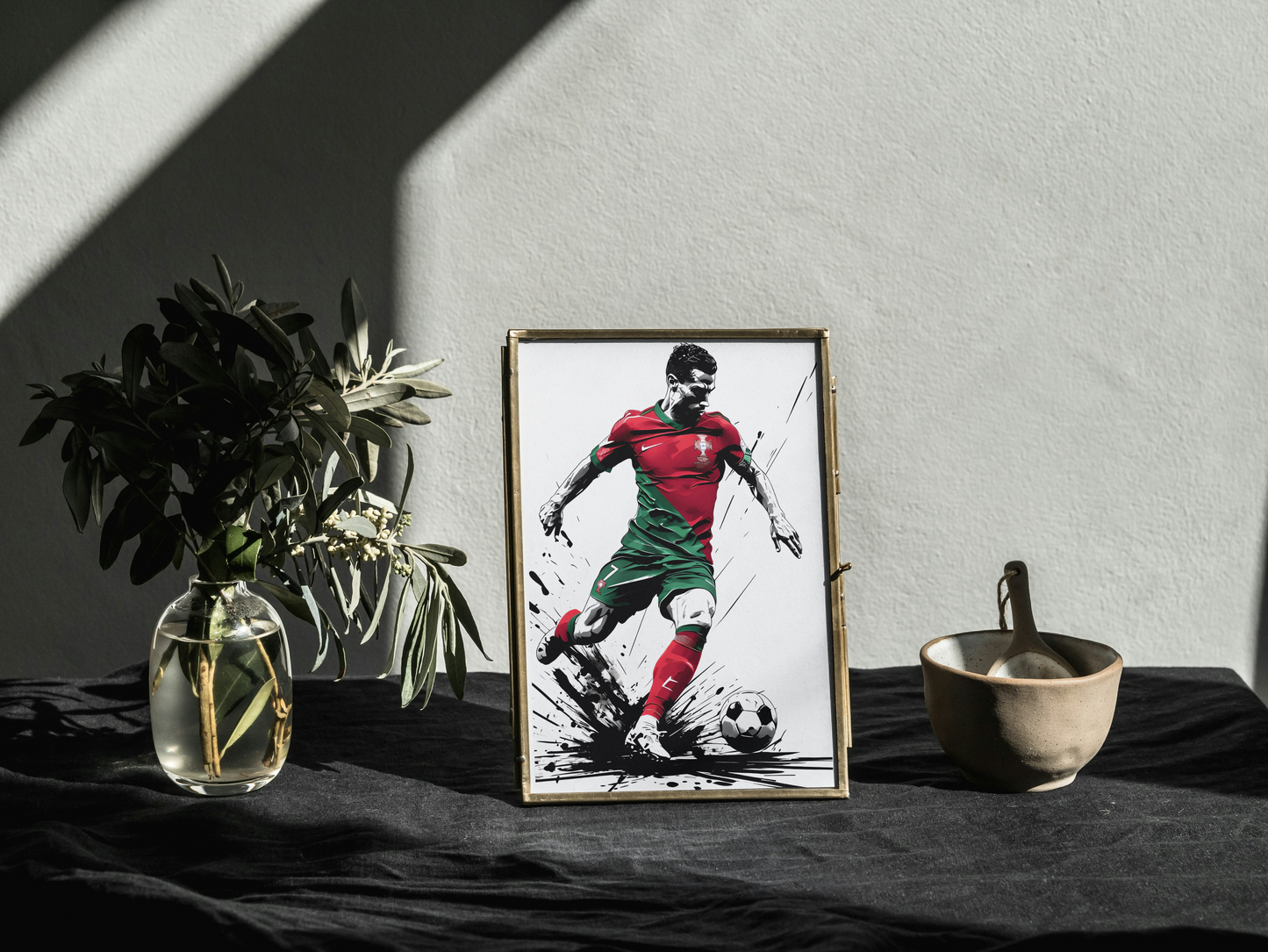 Framed Canvas - Cristiano Ronaldo Portugal Soccer Star