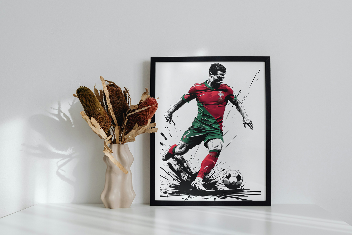 Framed Canvas - Cristiano Ronaldo Portugal Soccer Star