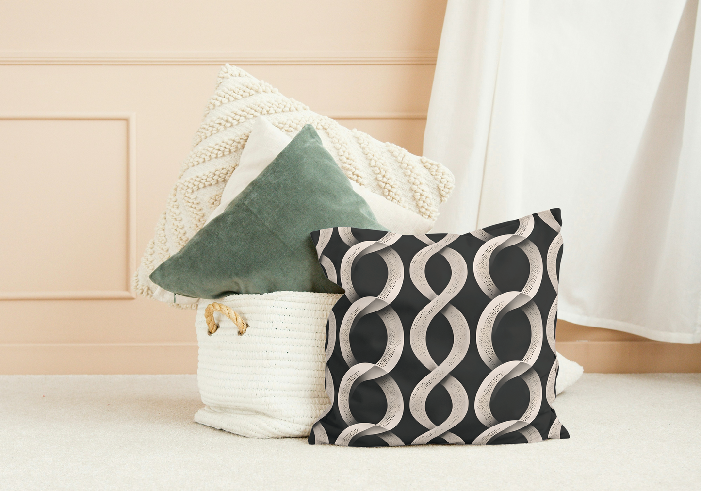 Modern Geometric Patterned Square Pillow for Cozy Home Décor