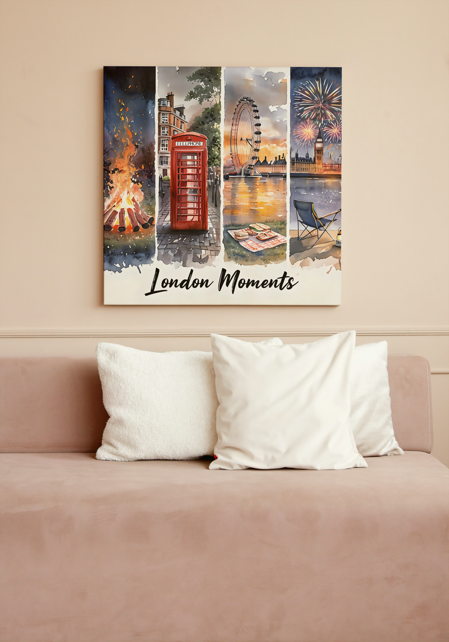 Scenic Matte Canvas Art - London Fireworks & Landmarks