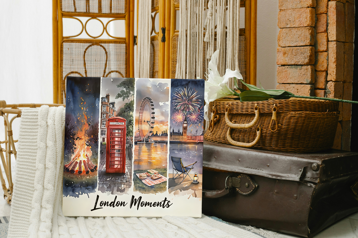 Scenic Matte Canvas Art - London Fireworks & Landmarks