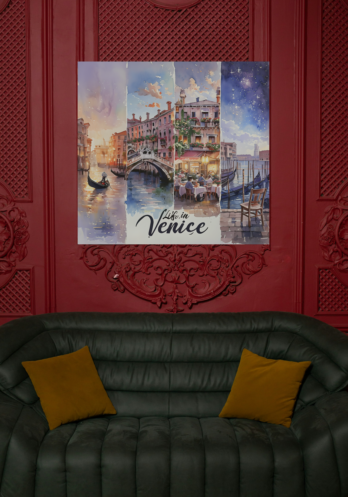 Venice Life Canvas Art Print - Stretched, Matte Finish - Perfect Home Decor for Travel Lovers