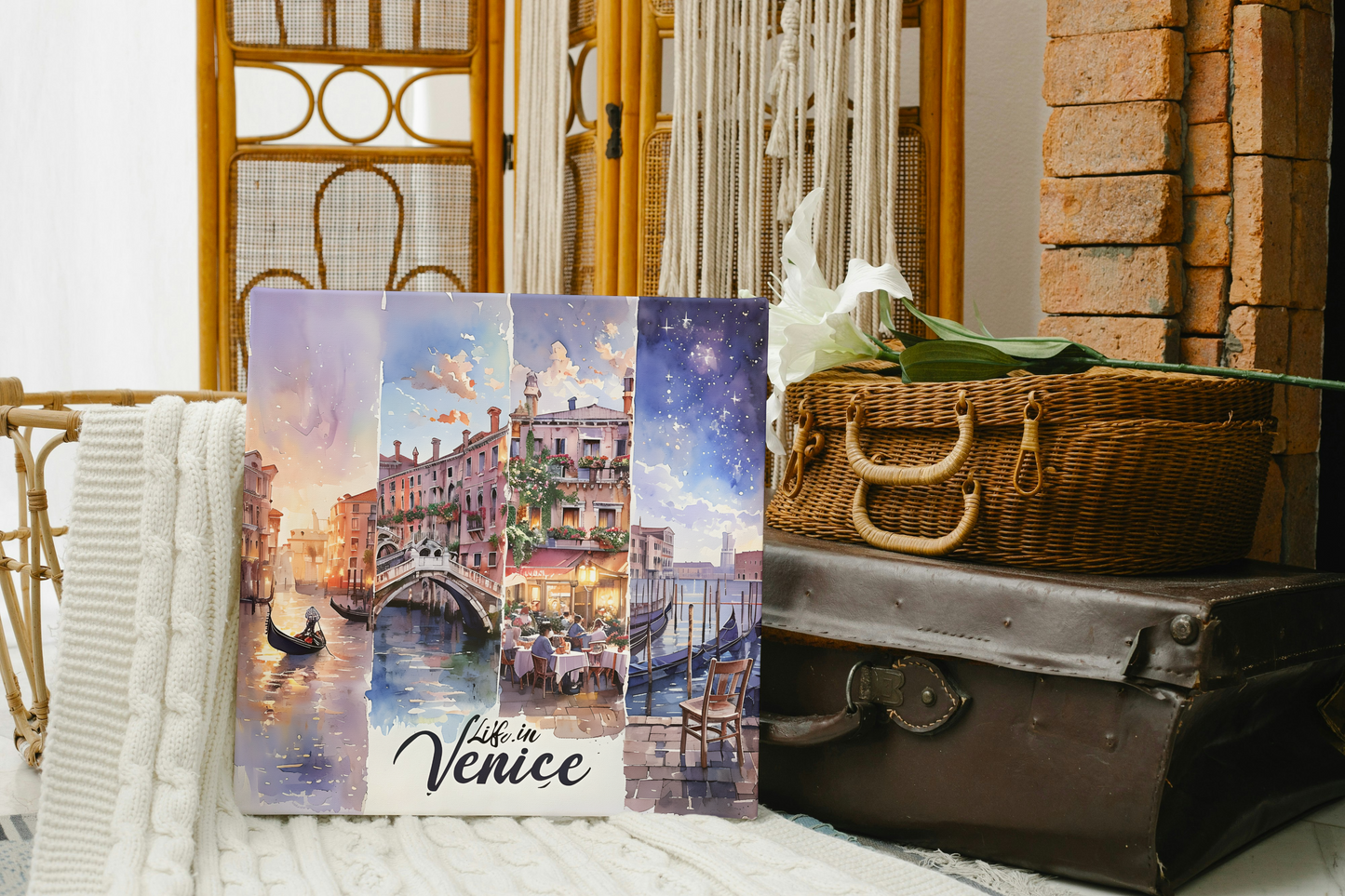 Venice Life Canvas Art Print - Stretched, Matte Finish - Perfect Home Decor for Travel Lovers