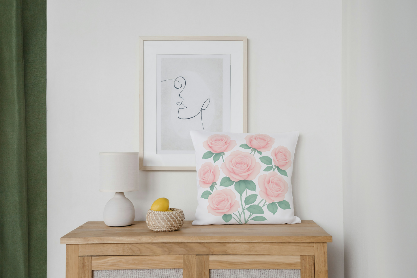 Blush Rose Faux Suede Pillow | Elegant Floral Decor for Home