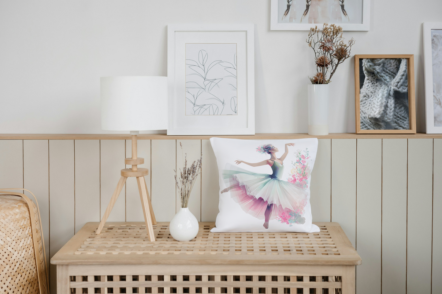 Elegant Ballerina Square Pillowcase