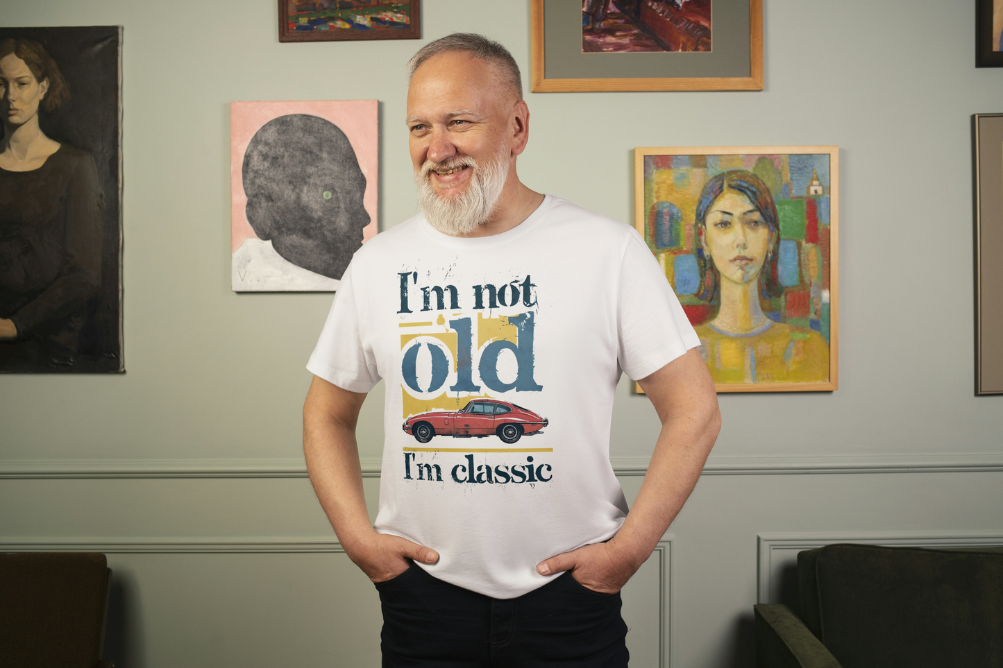 Vintage Classic Car Unisex Cotton Crew Tee - I'm Not Old, I'm Classic