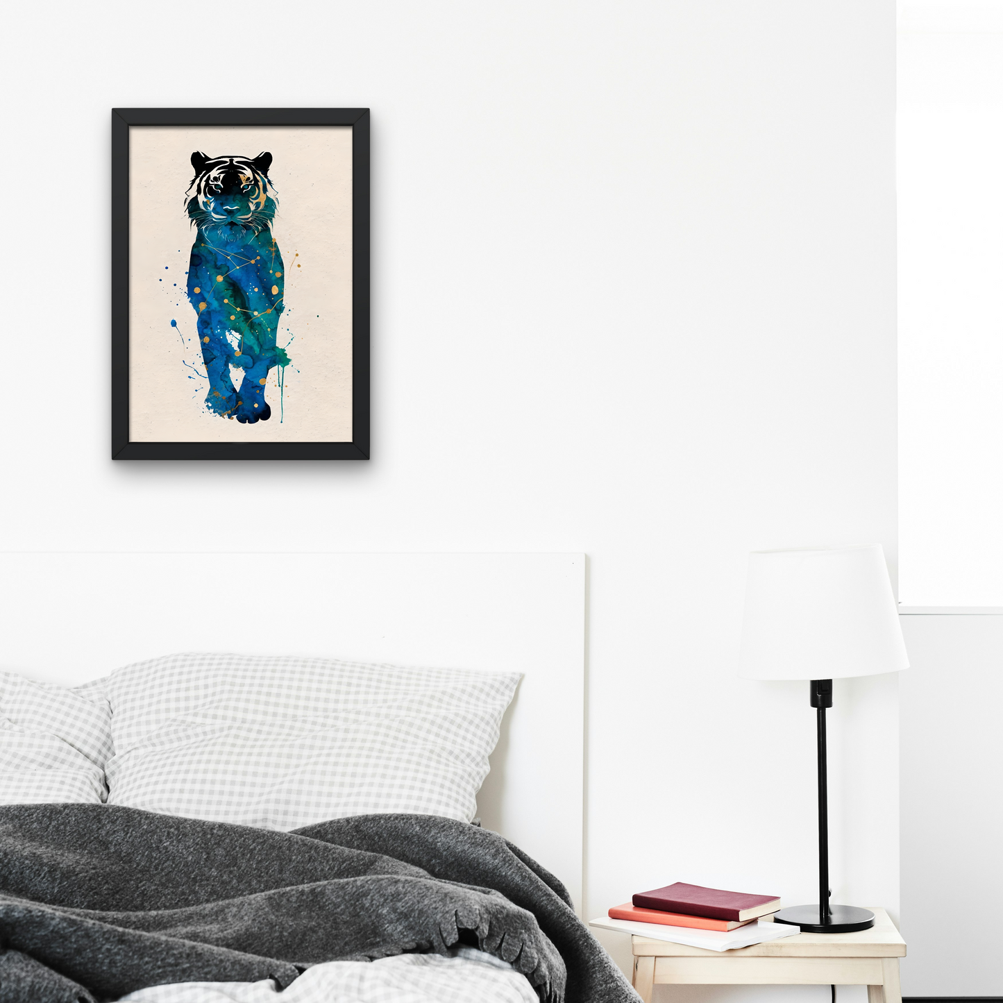 Watercolor Tiger Framed Canvas Art