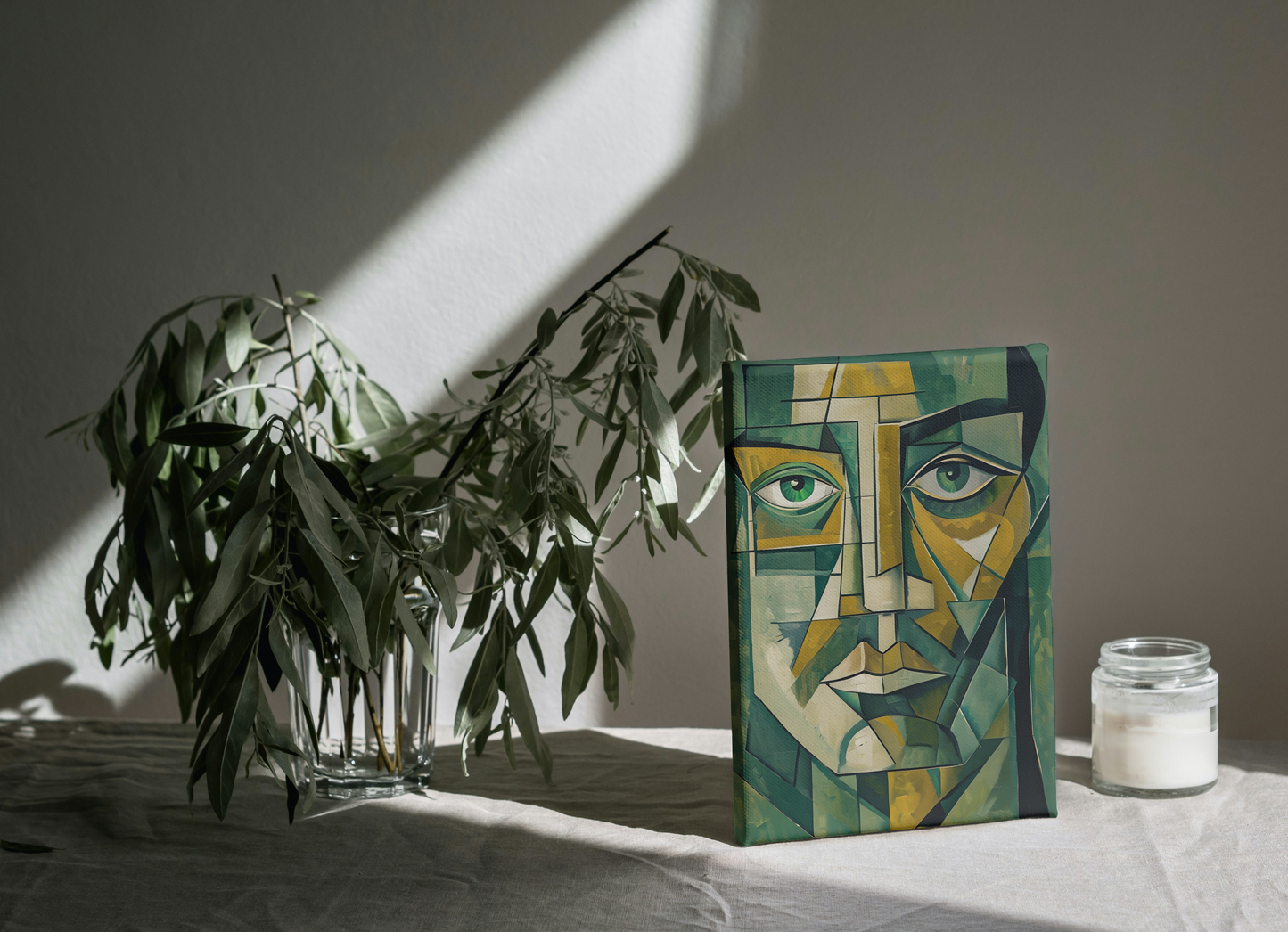 Dynamic Geometric Cubist Self Portrait Abstract Art Canvas Print
