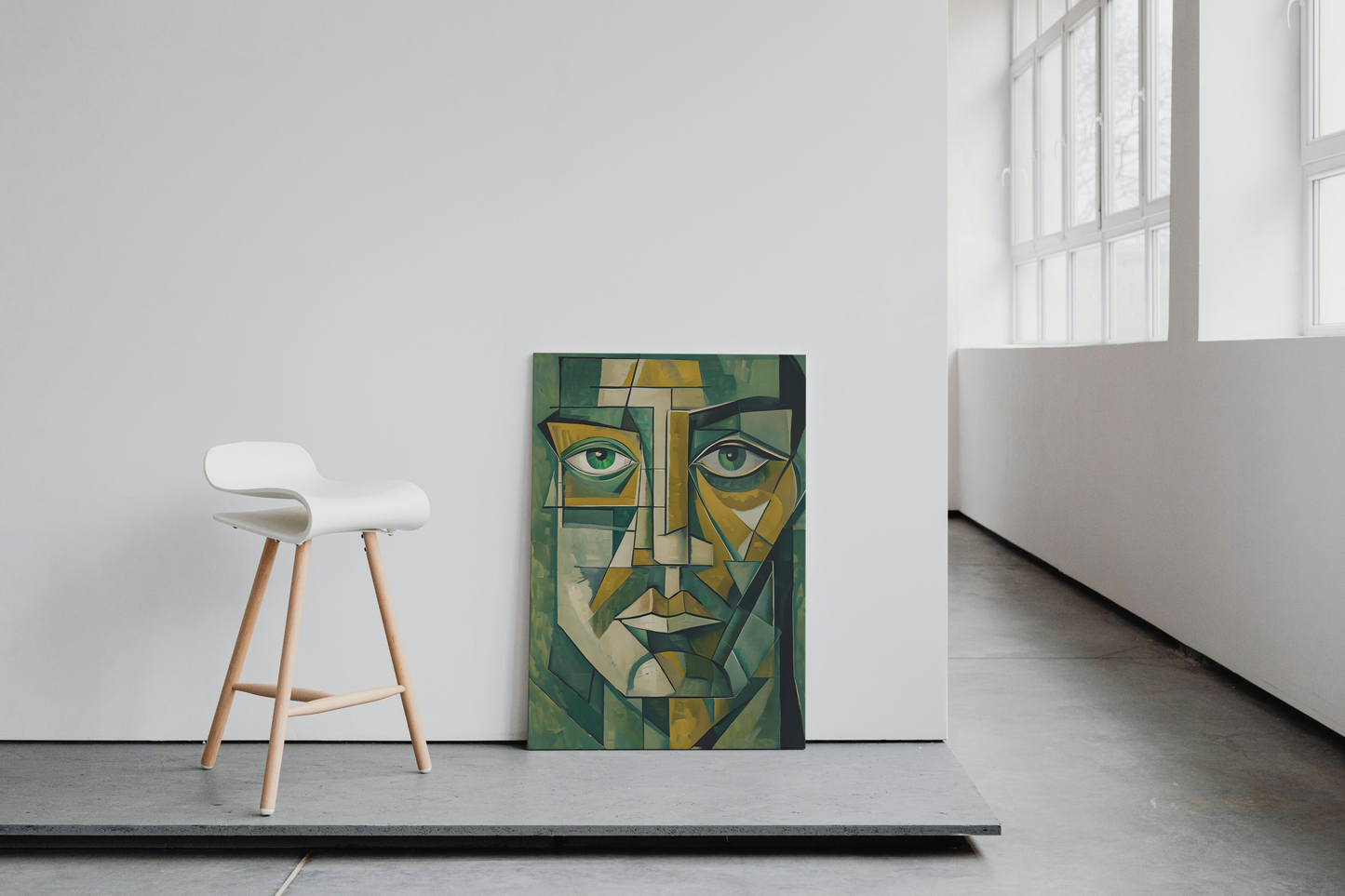 Dynamic Geometric Cubist Self Portrait Abstract Art Canvas Print