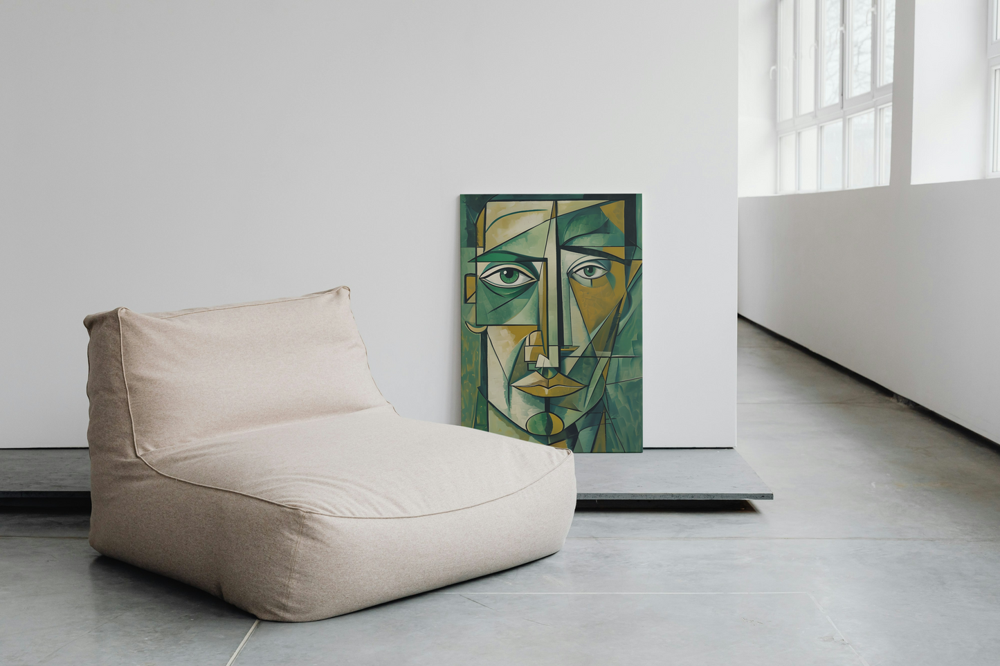 Dynamic Geometric Cubist Self Portrait Abstract Art Canvas Print