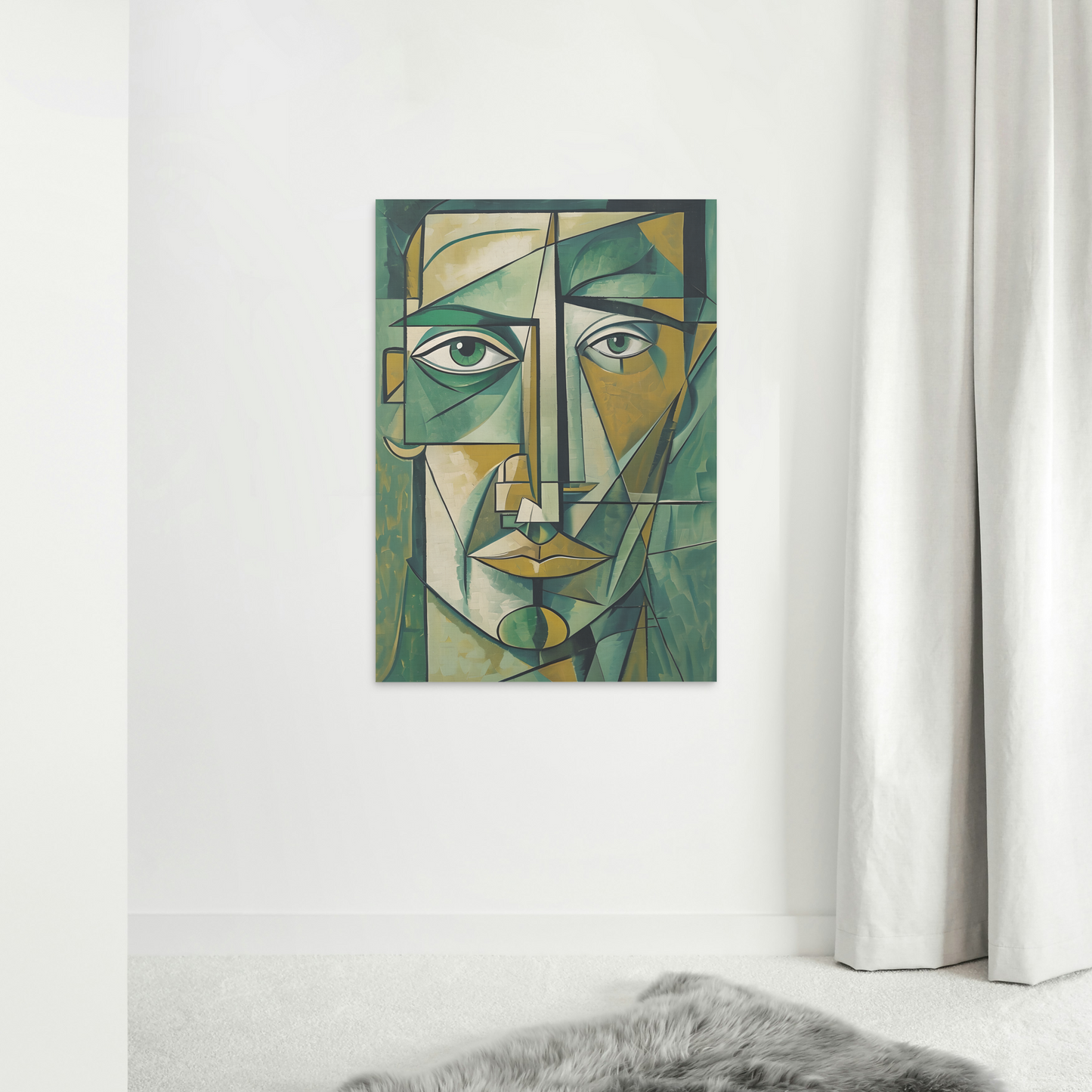 Dynamic Geometric Cubist Self Portrait Abstract Art Canvas Print