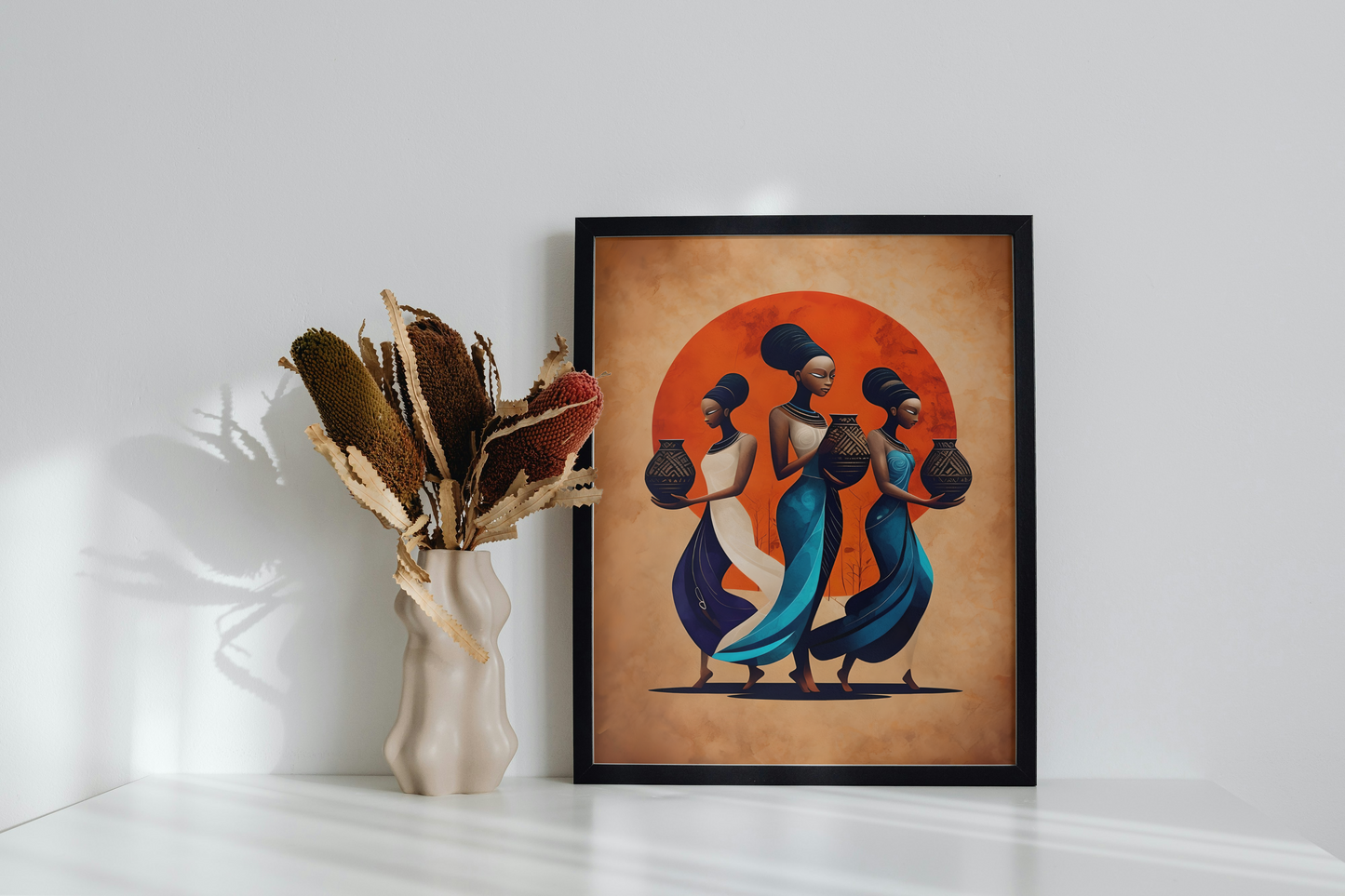 African Cultural Women Art Print - Framed Matte Canvas