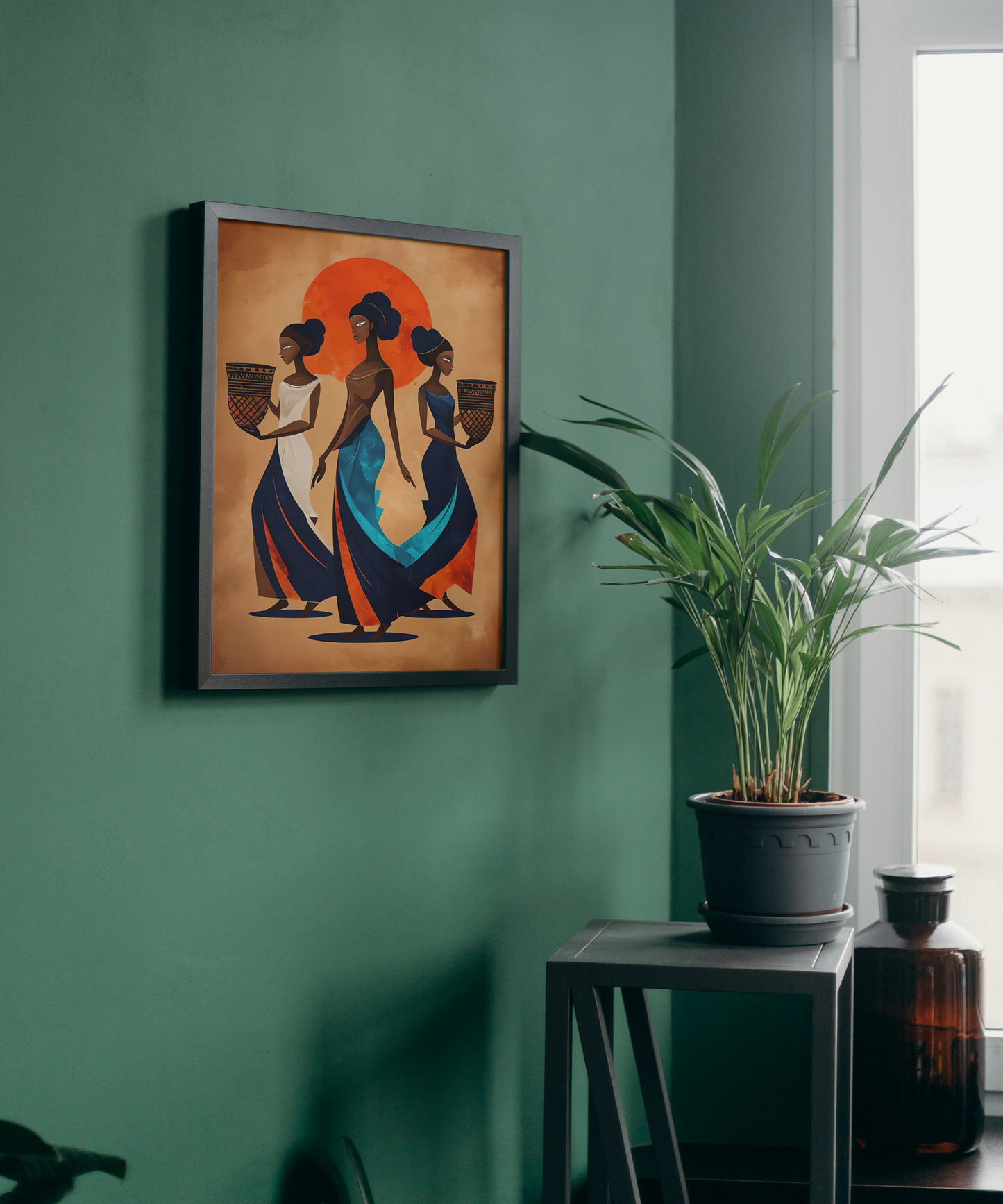African Cultural Women Framed Matte Canvas Art - Vibrant Wall Decor for Celebrations