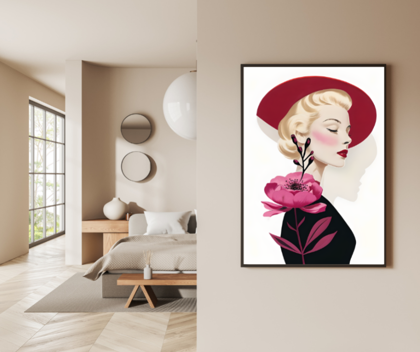 Elegant Floral Portrait of Grace Kelly Canvas Print