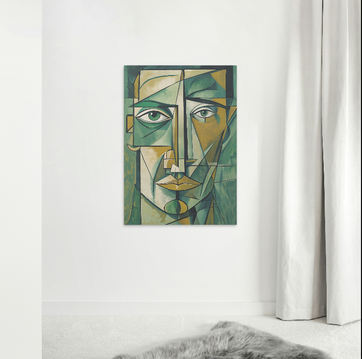 Dynamic Geometric Cubist Self Portrait Abstract Art Canvas Print