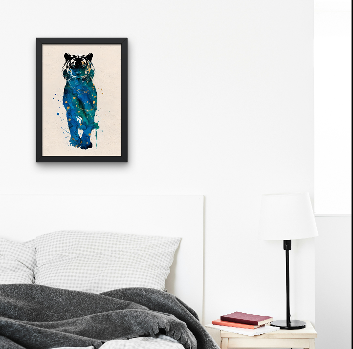 Watercolor Tiger Framed Canvas Art