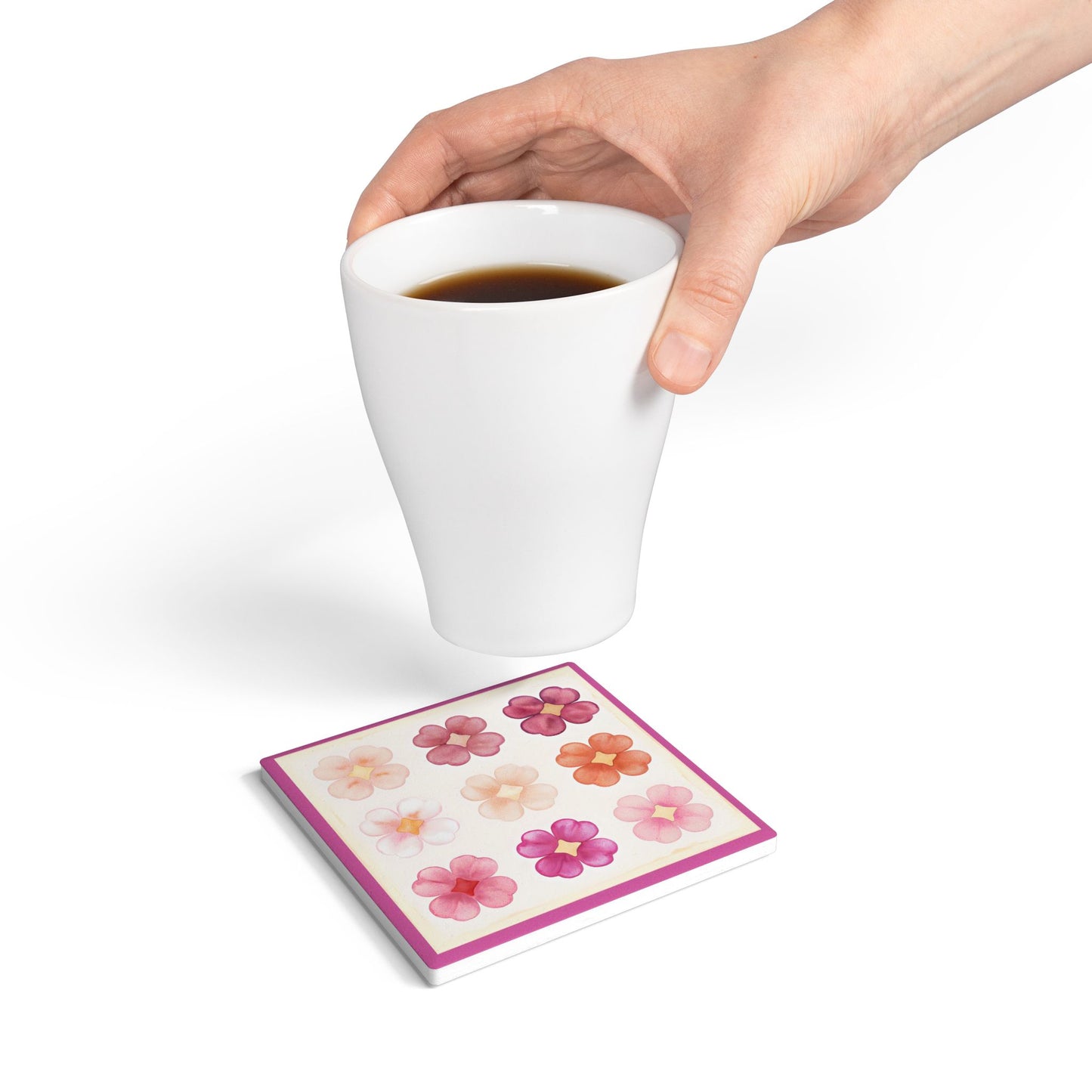 Floral Ceramic Coaster Set – Elegant Home Decor for Tea Lovers