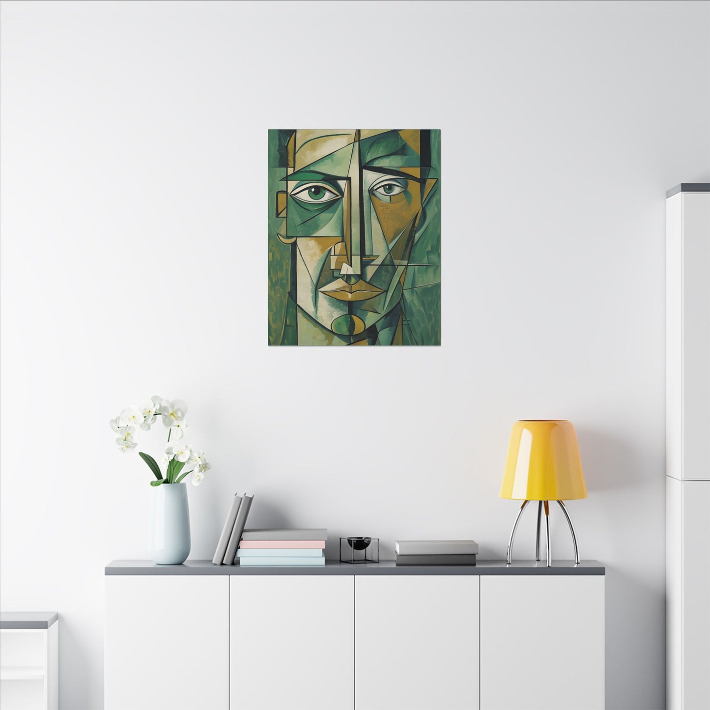 Dynamic Geometric Cubist Self Portrait Abstract Art Canvas Print