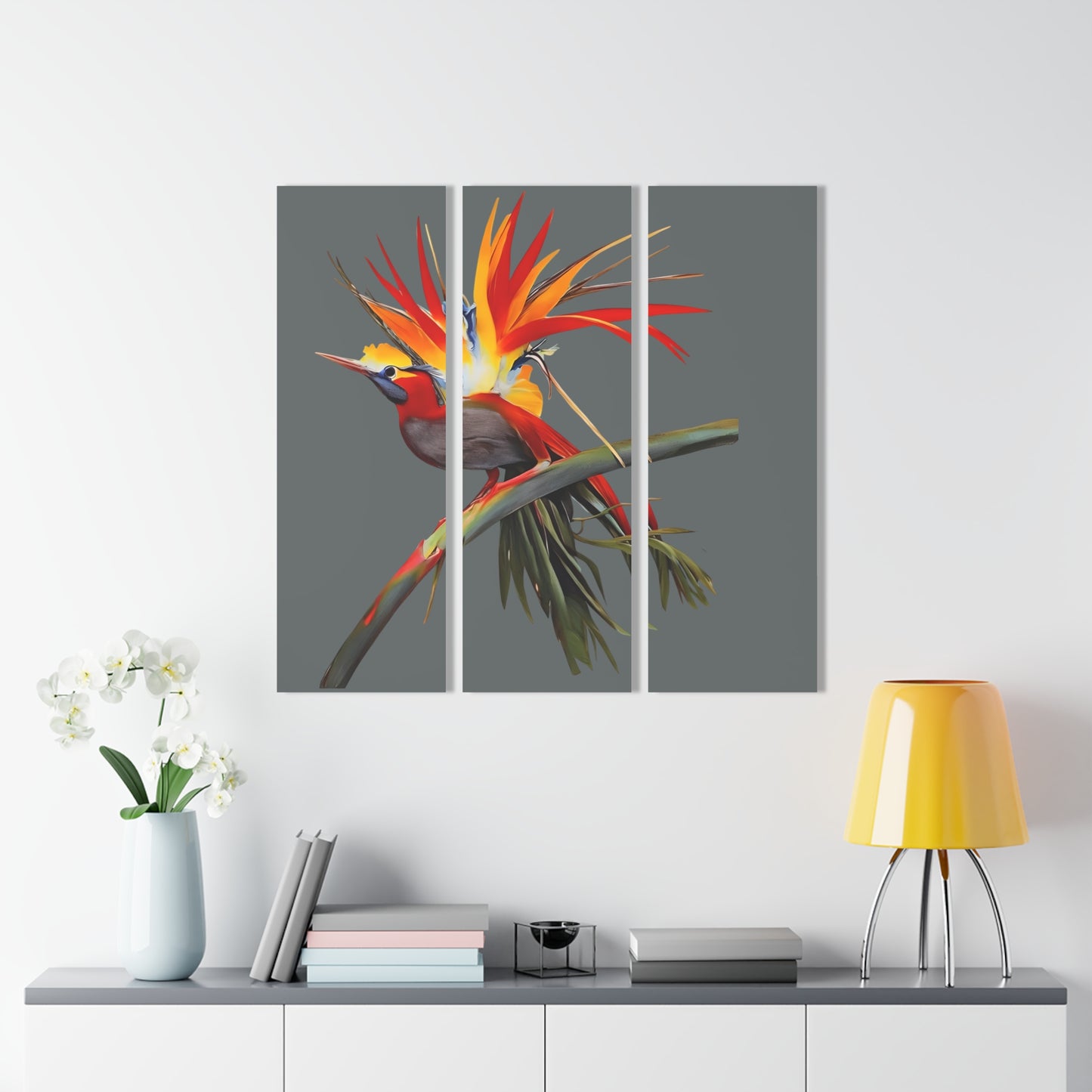 Vibrant Bird Acrylic Triptych Prints - Colorful Wall Art Decor