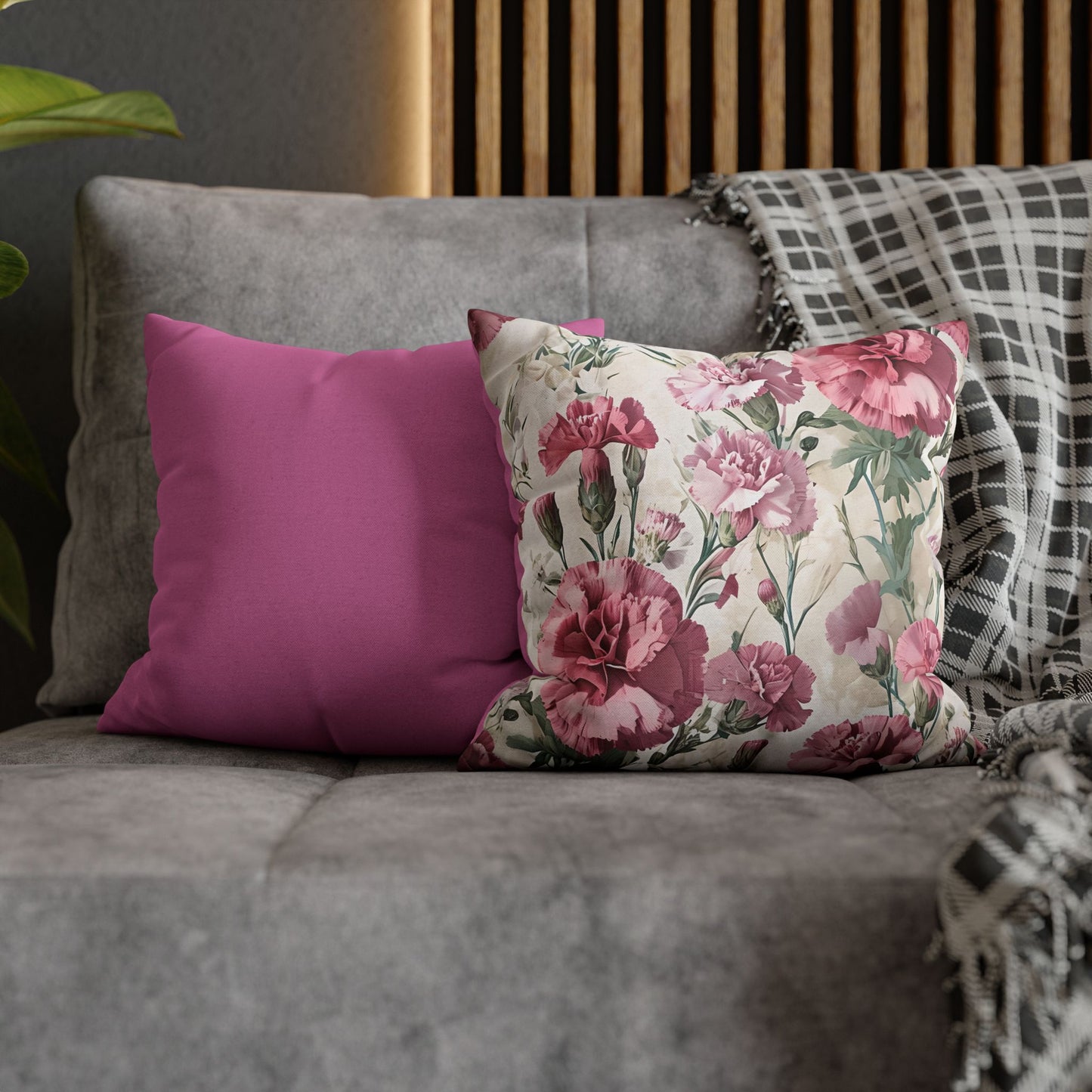 Floral Square Pillowcase - Vintage Garden Design