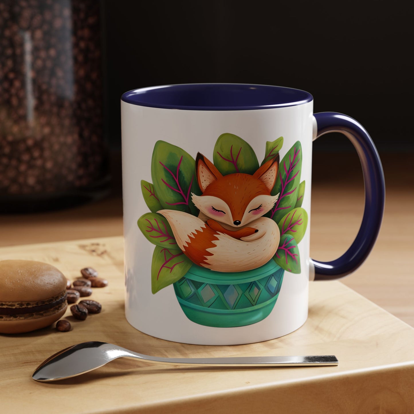 Cozy Fox Accent Coffee Mug - 11 & 15oz, Perfect for Nature Lovers