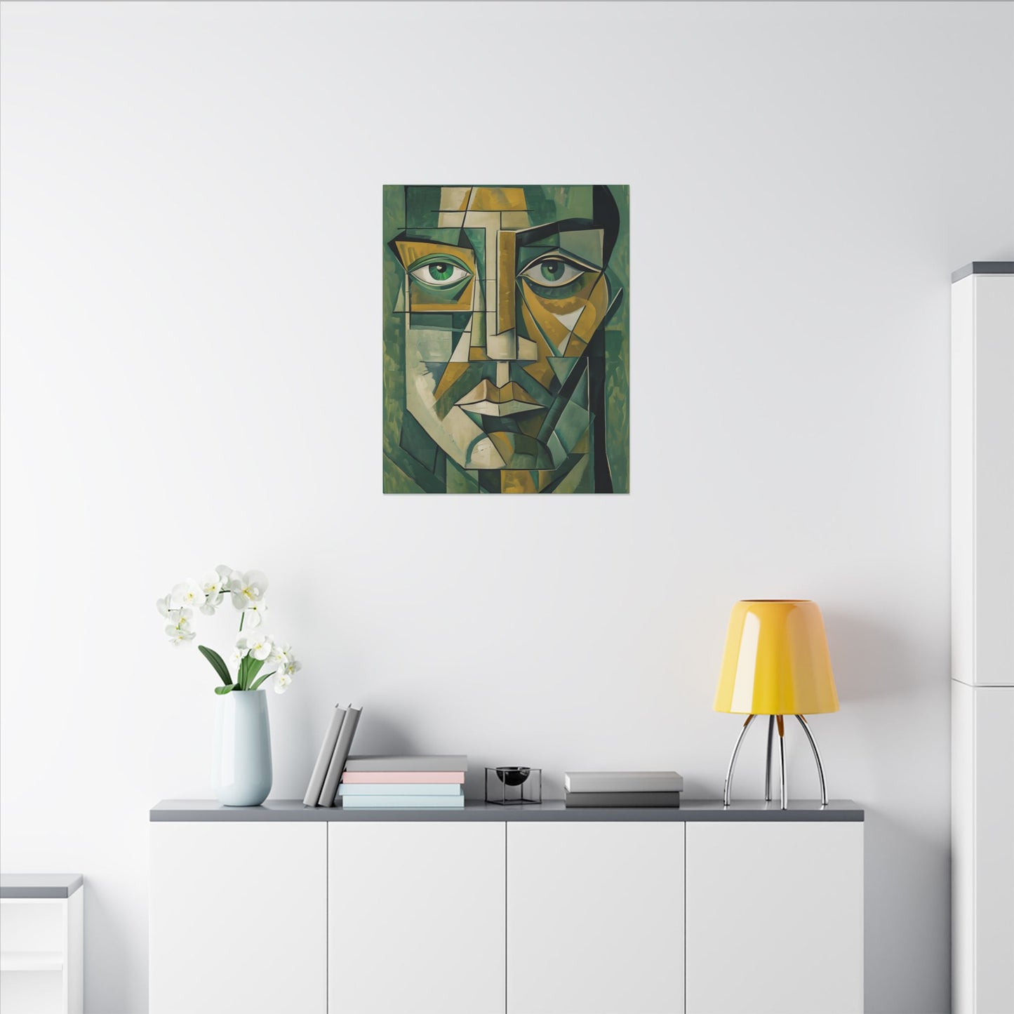 Dynamic Geometric Cubist Self Portrait Abstract Art Canvas Print