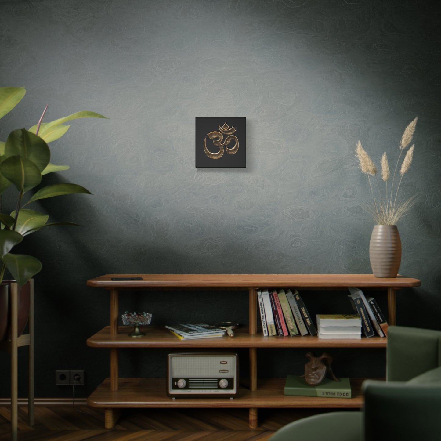 Golden OM Symbol Canvas Art, Spiritual Home Decor, Meditation Wall Art, Yoga Gift, Inspirational Artwork, Modern Design