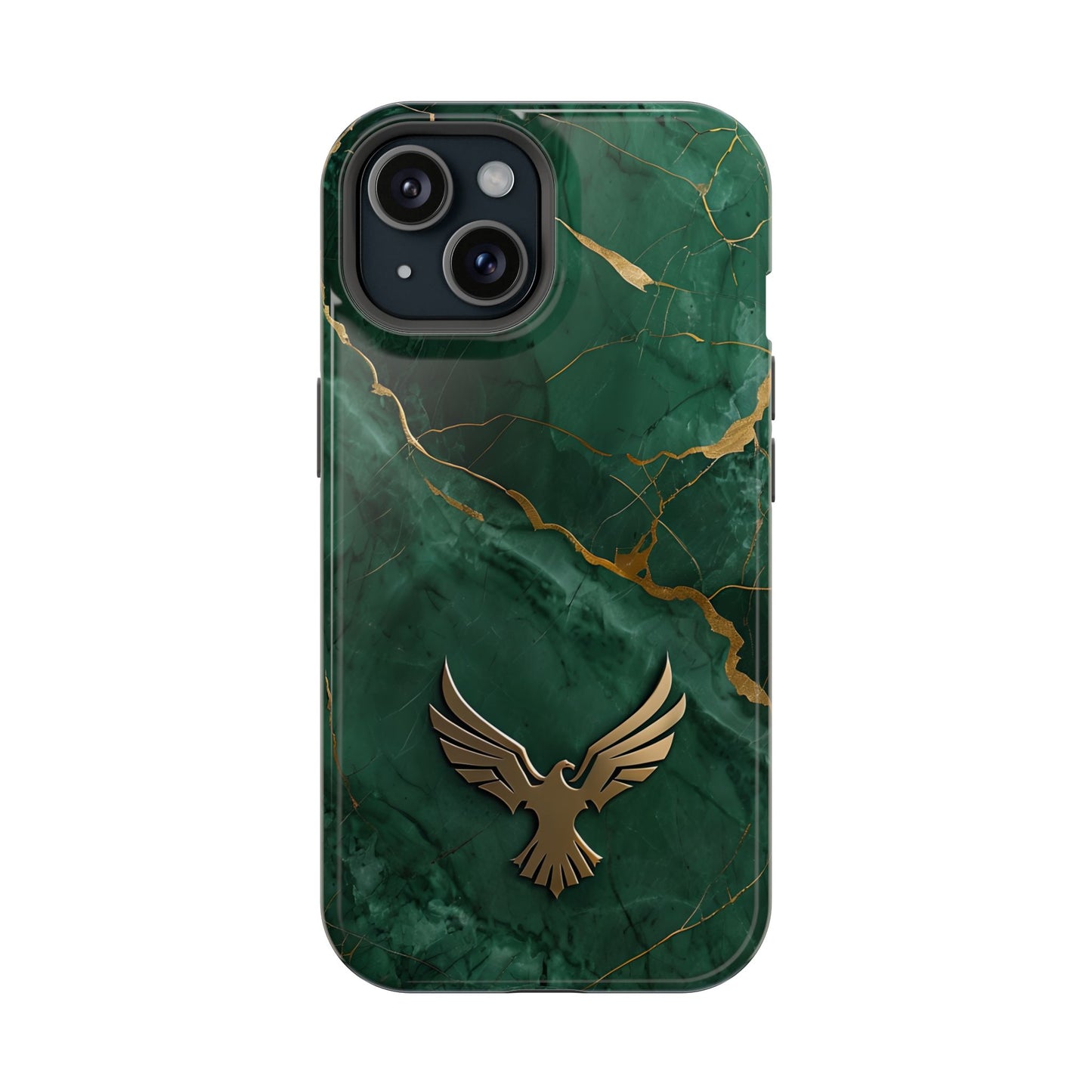 Elegant Green Marble Phone Case with Eagle Design | Magnetic Tough Case