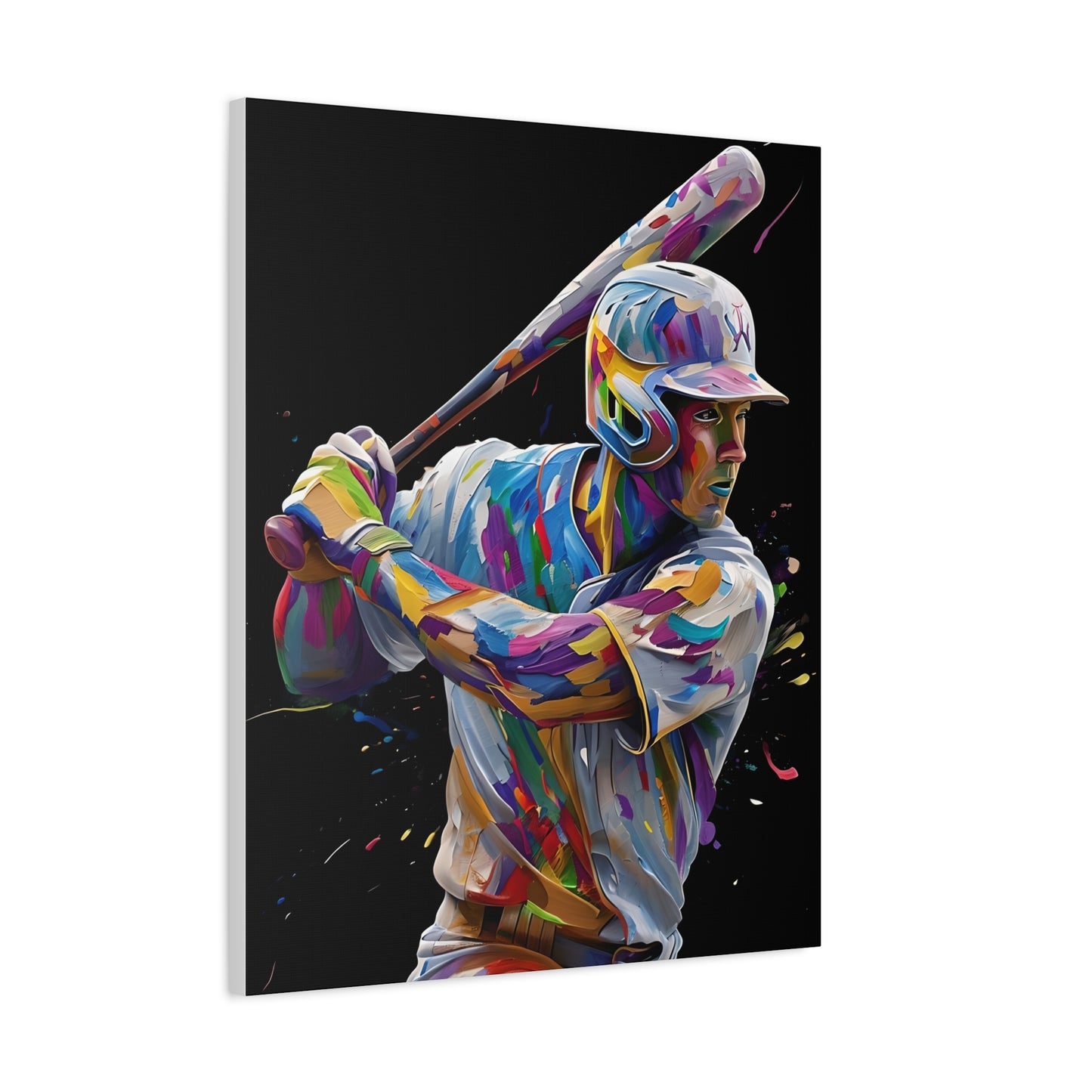 Baseball Player Art Print - Colorful Matte Canvas Wall Decor