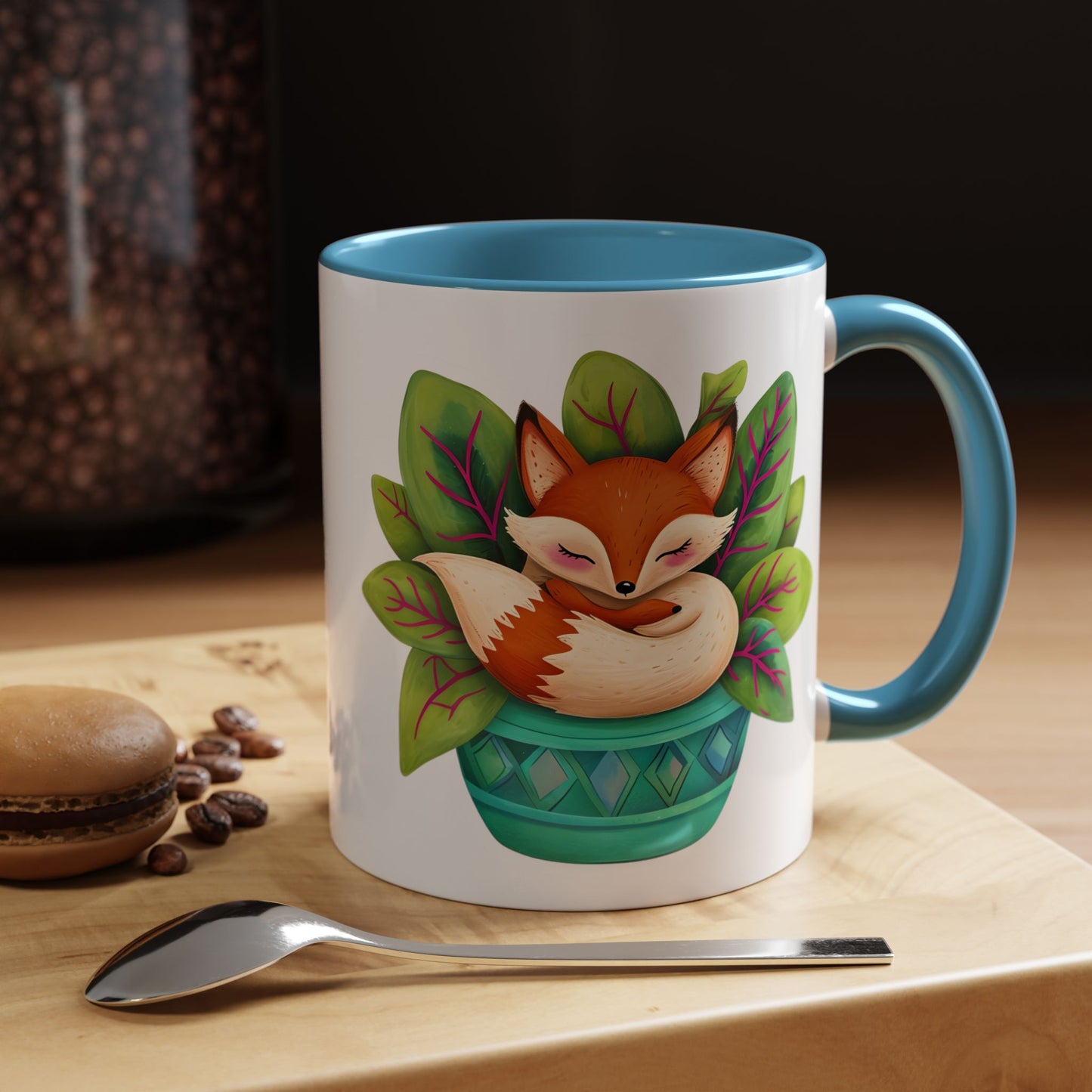 Cozy Fox Accent Coffee Mug - 11 & 15oz, Perfect for Nature Lovers