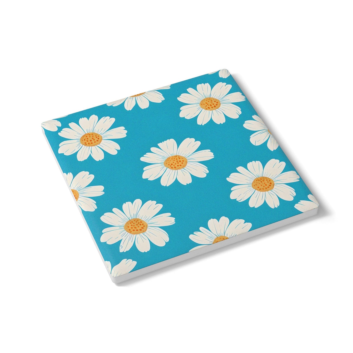 Floral Daisy Ceramic Coaster Set - Bright Blue Drinkware Accessory