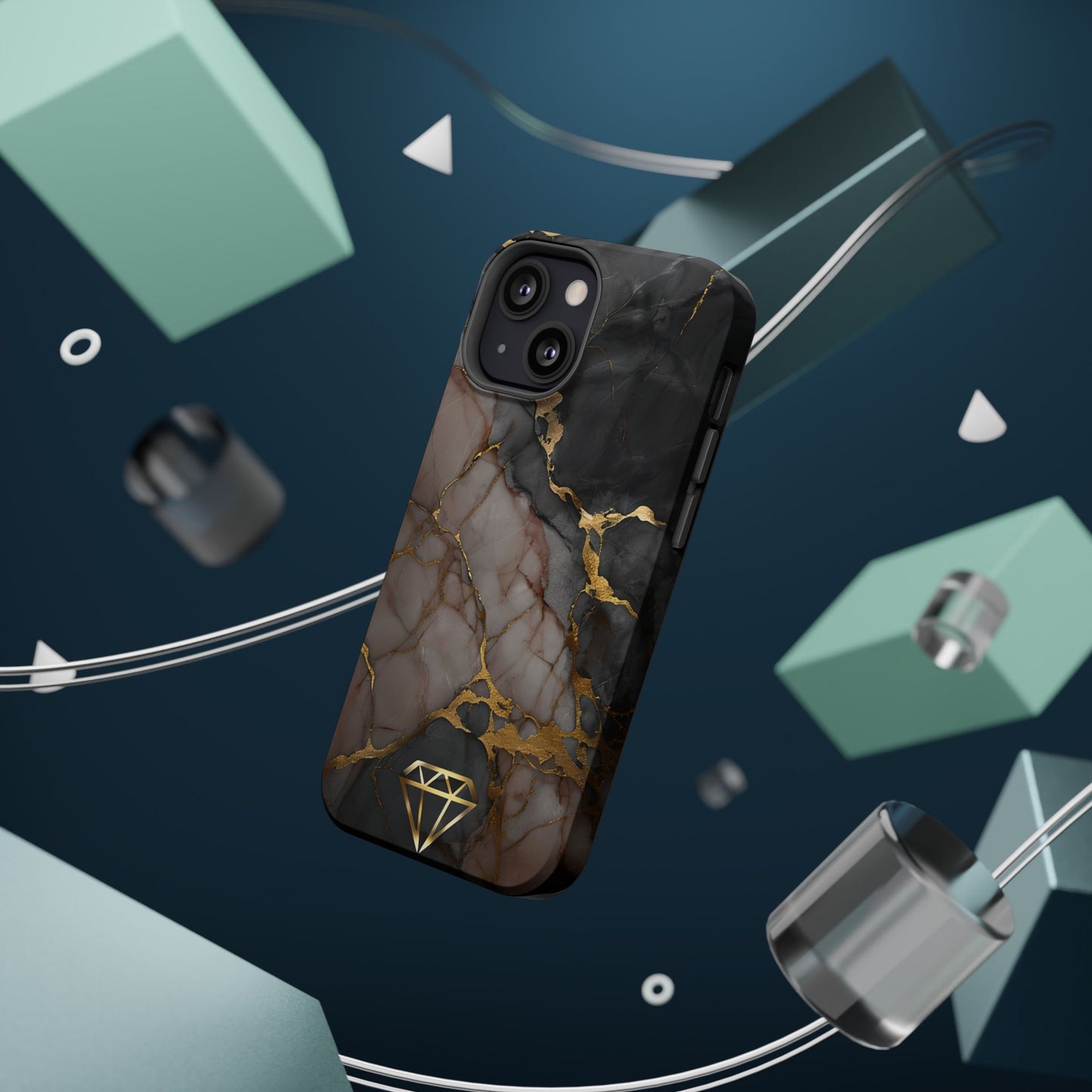 Elegant Marble Magnetic Tough Case with Gold Accents