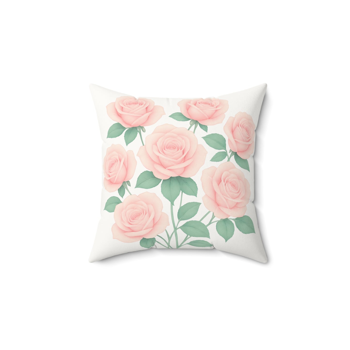 Blush Rose Faux Suede Pillow | Elegant Floral Decor for Home