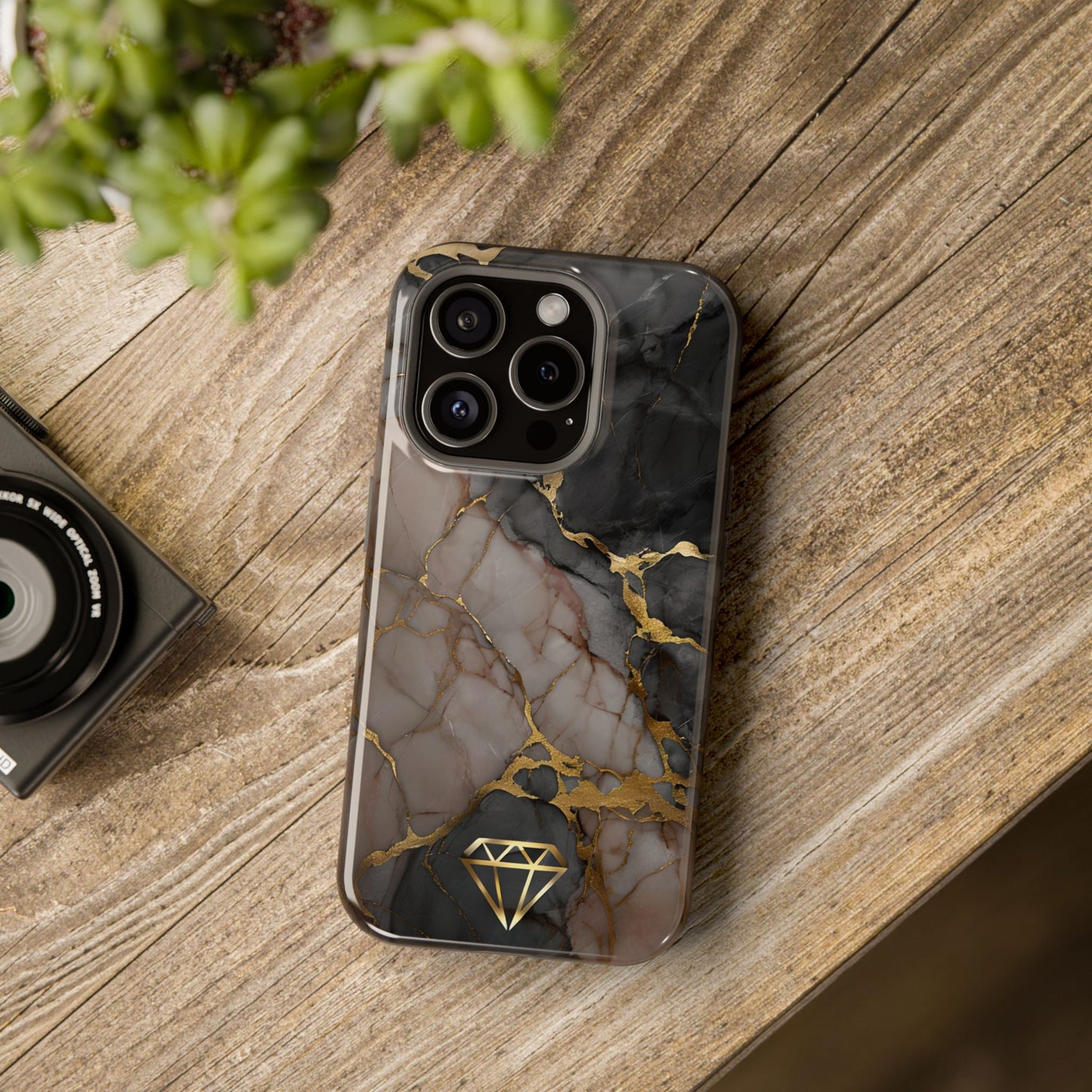Elegant Marble Magnetic Tough Case with Gold Accents