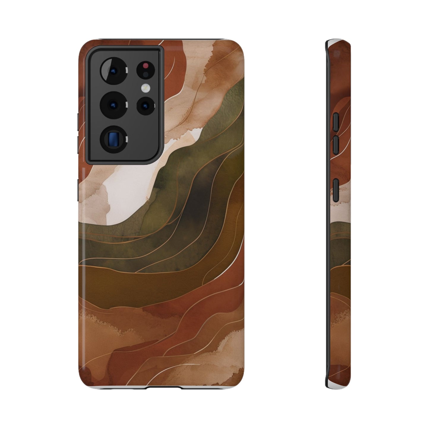 Stylish Impact-Resistant Phone Case - Abstract Earthy Design