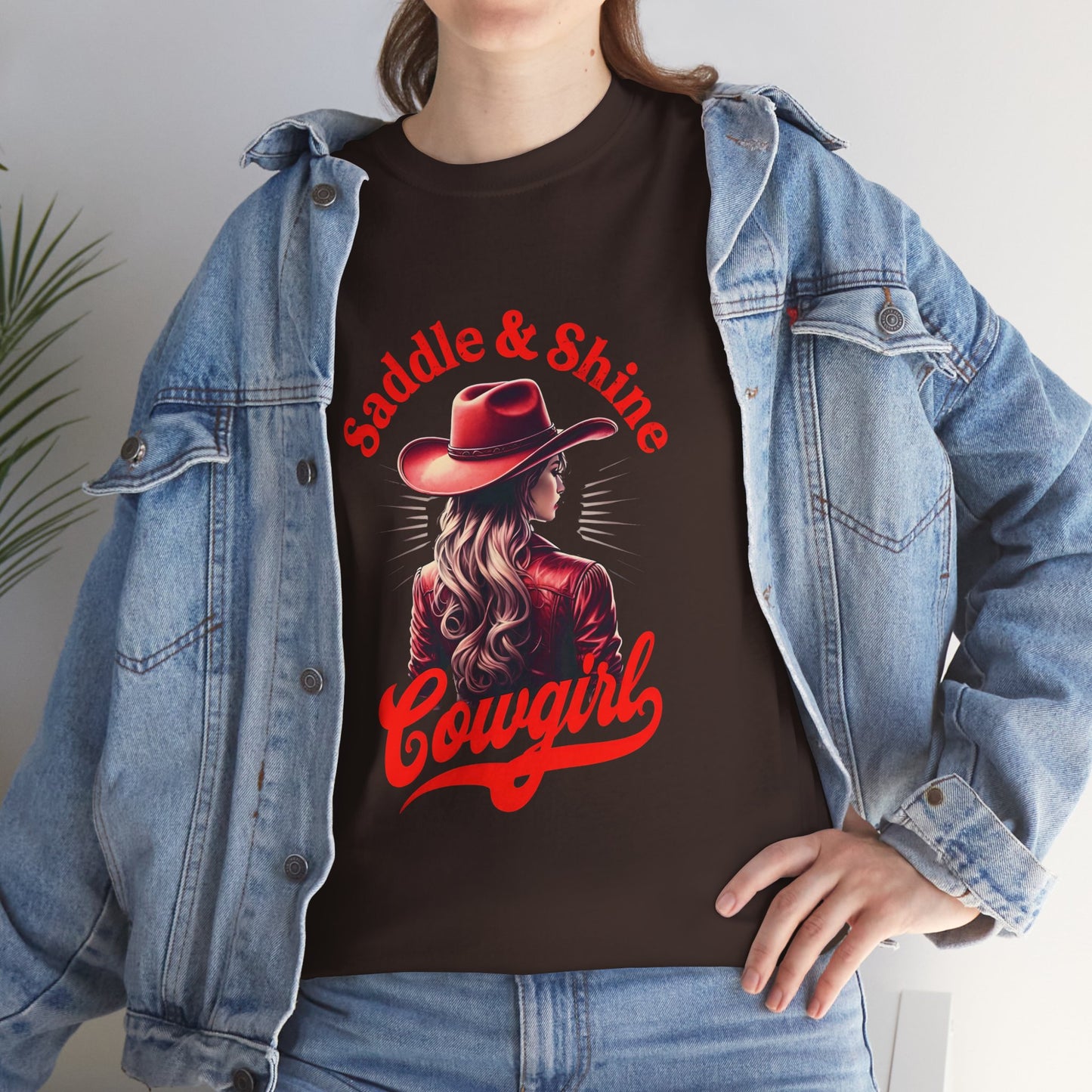 Saddle & Shine Cowgirl Unisex - Heavy Cotton Tee - Rustic Western Style T-Shirt