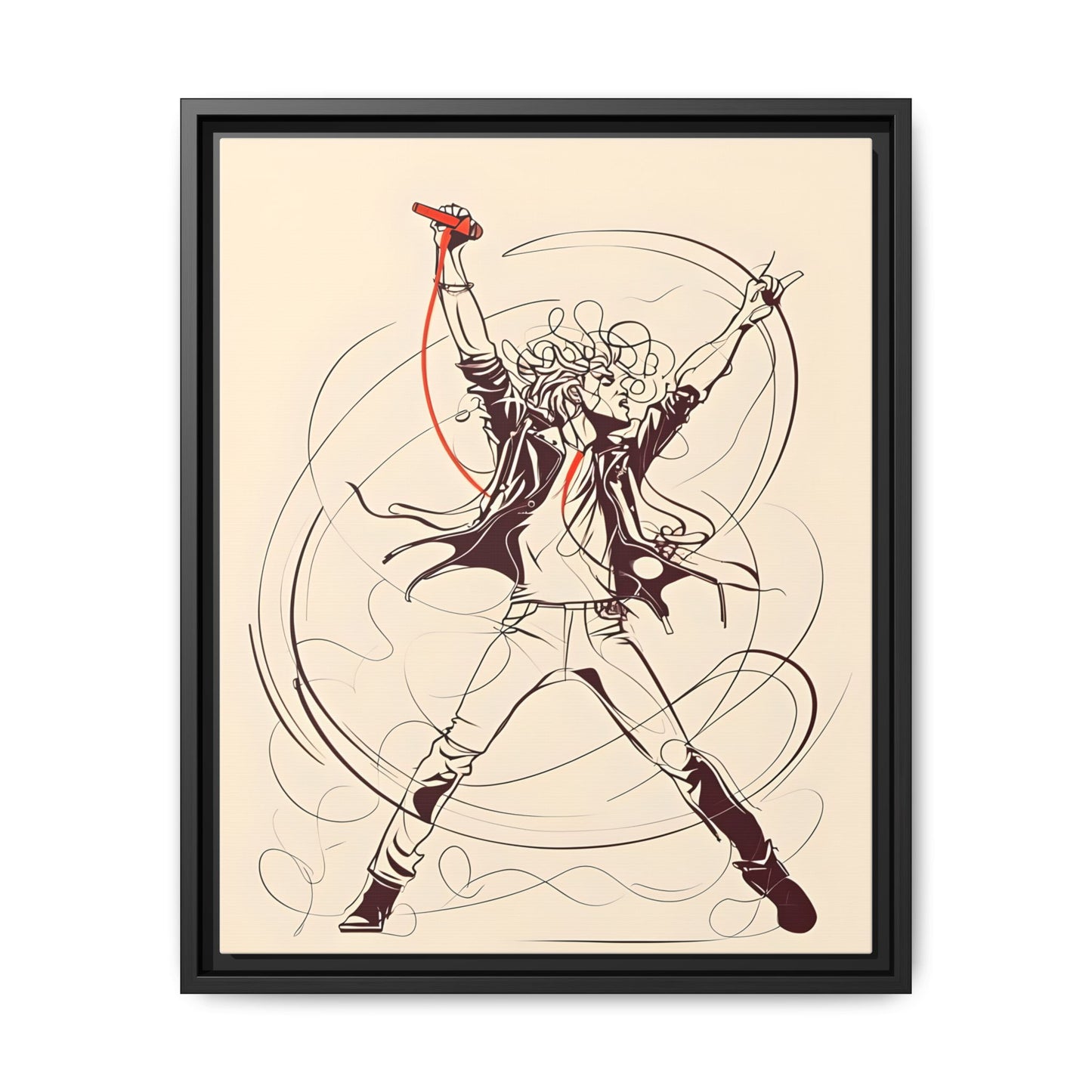 Rock Star Matte Canvas Wall Art - Framed Multi-color Music Print