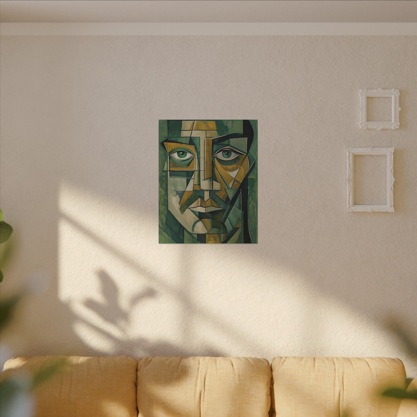Dynamic Geometric Cubist Self Portrait Abstract Art Canvas Print