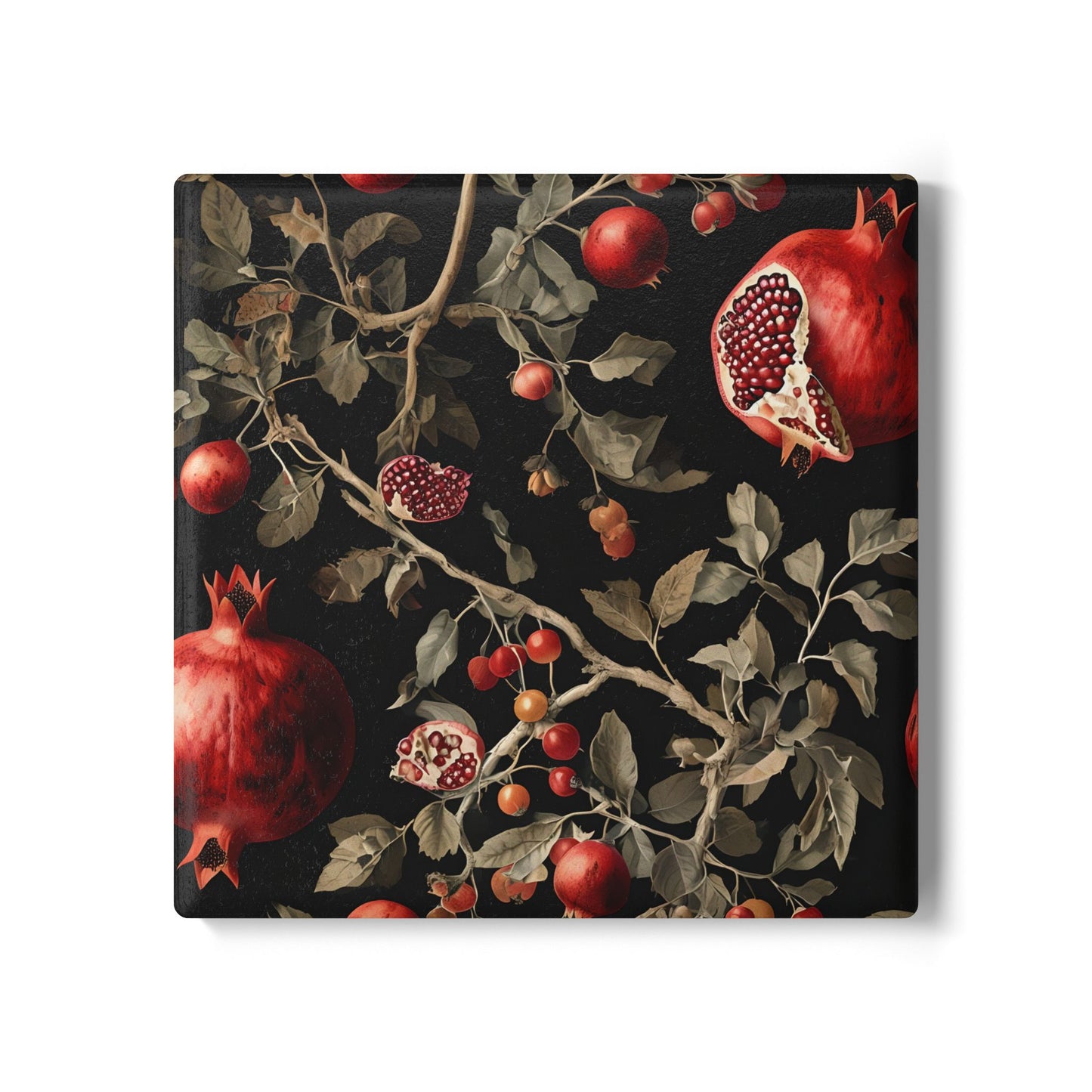 Elegant Pomegranate Ceramic Coaster Set