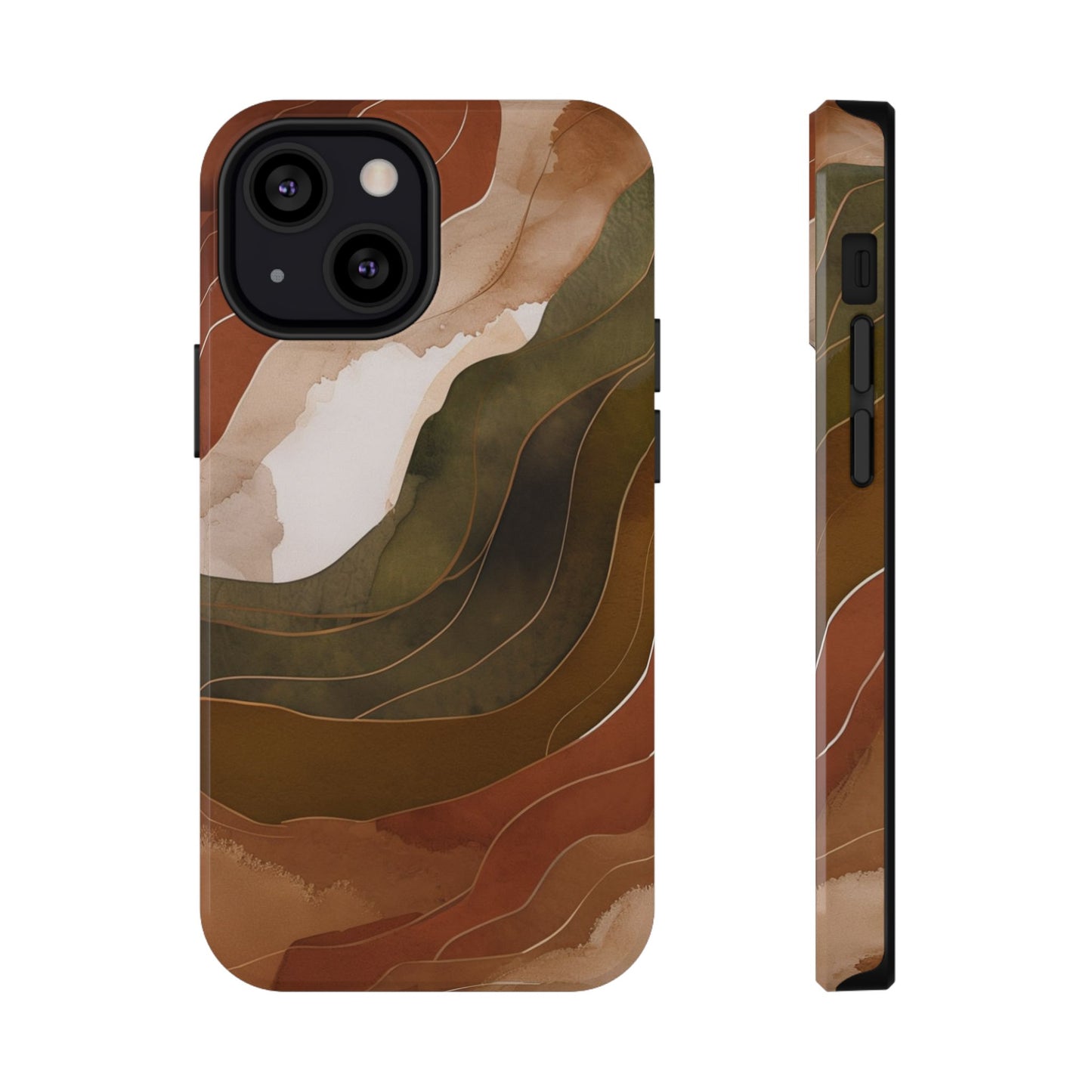 Stylish Impact-Resistant Phone Case - Abstract Earthy Design