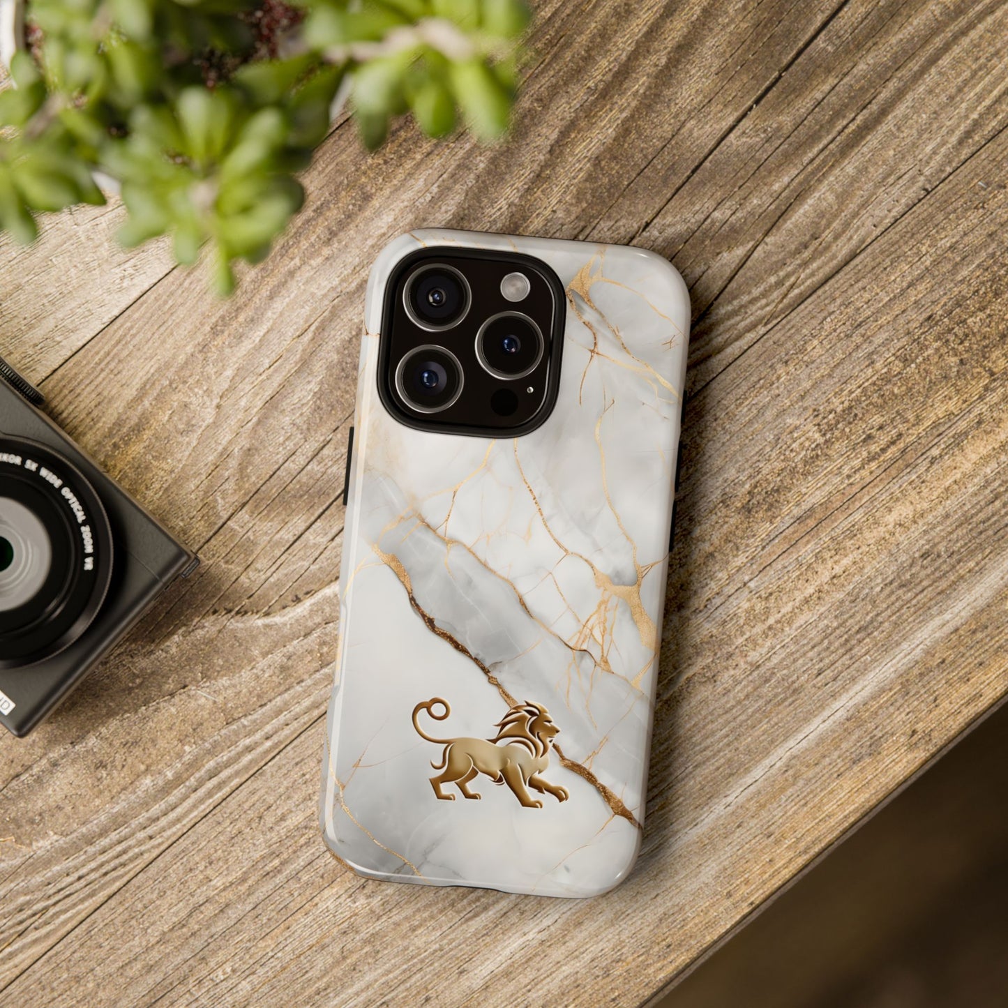 Elegant Lion and Marble Effect Phone Case Cover