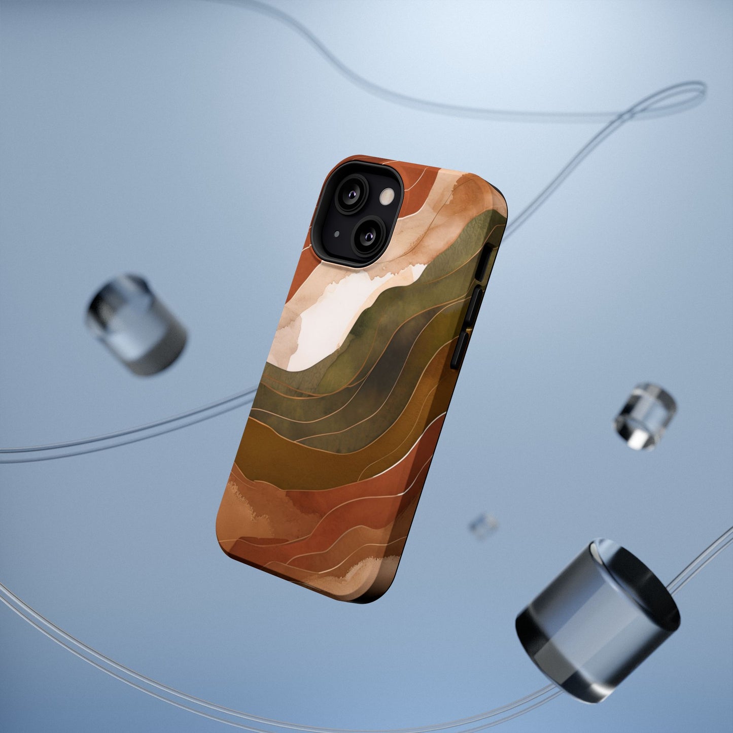 Stylish Impact-Resistant Phone Case - Abstract Earthy Design