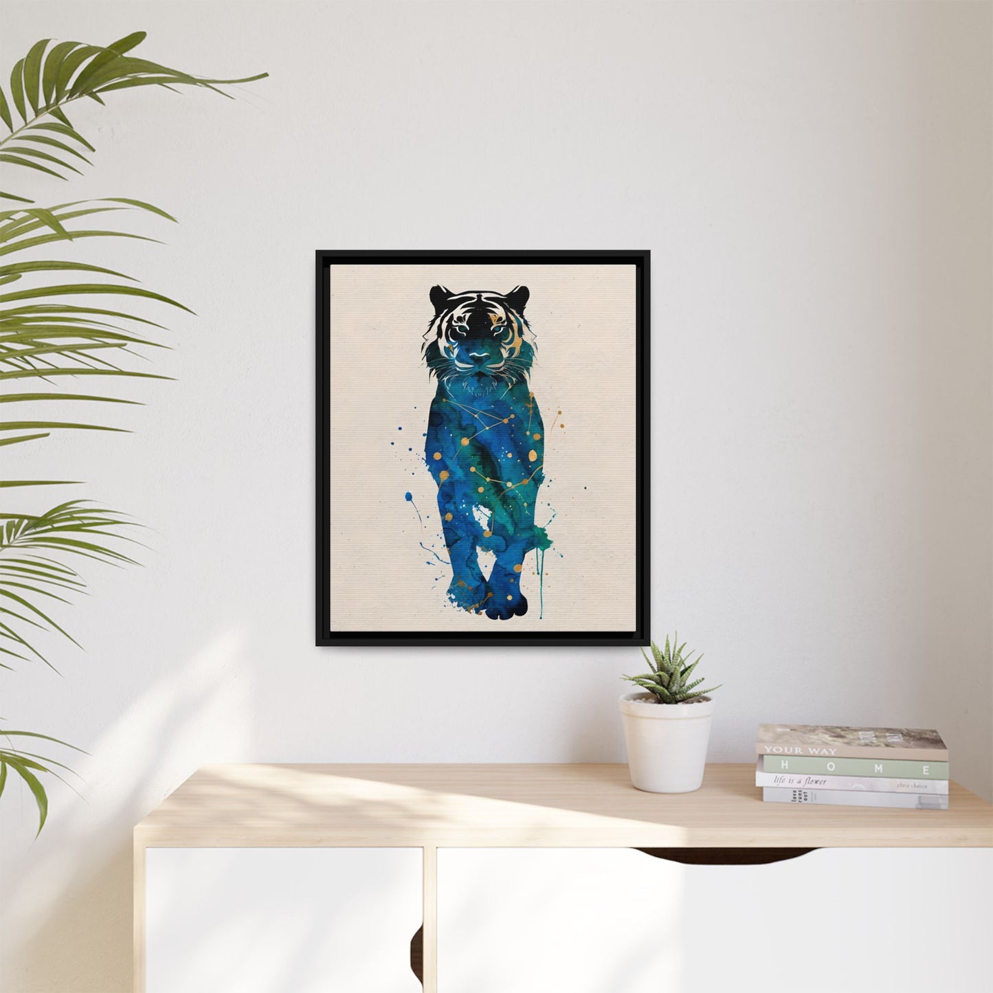 Watercolor Tiger Framed Canvas Art