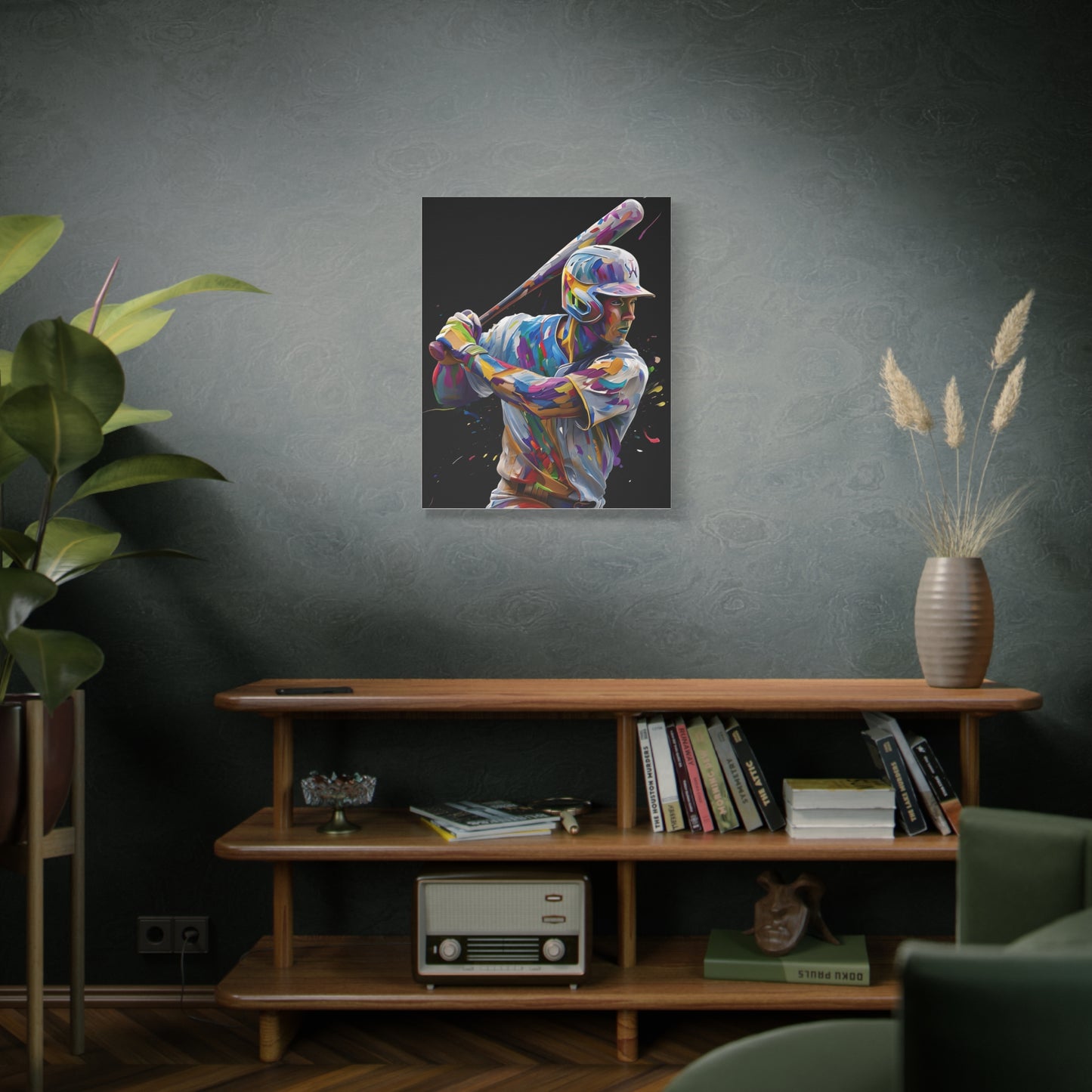 Baseball Player Art Print - Colorful Matte Canvas Wall Decor