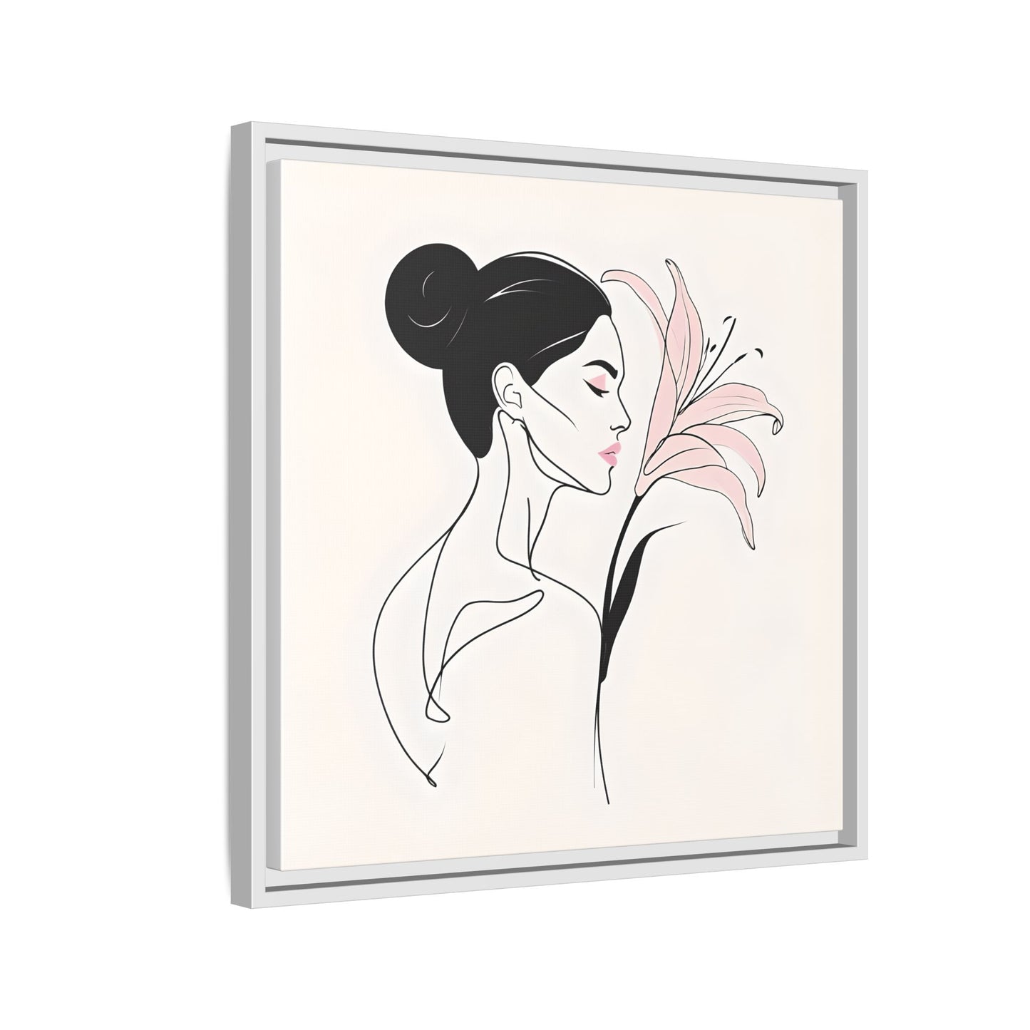 Elegant Framed Canvas Art - Woman with Lily Design | Modern Home Decor
