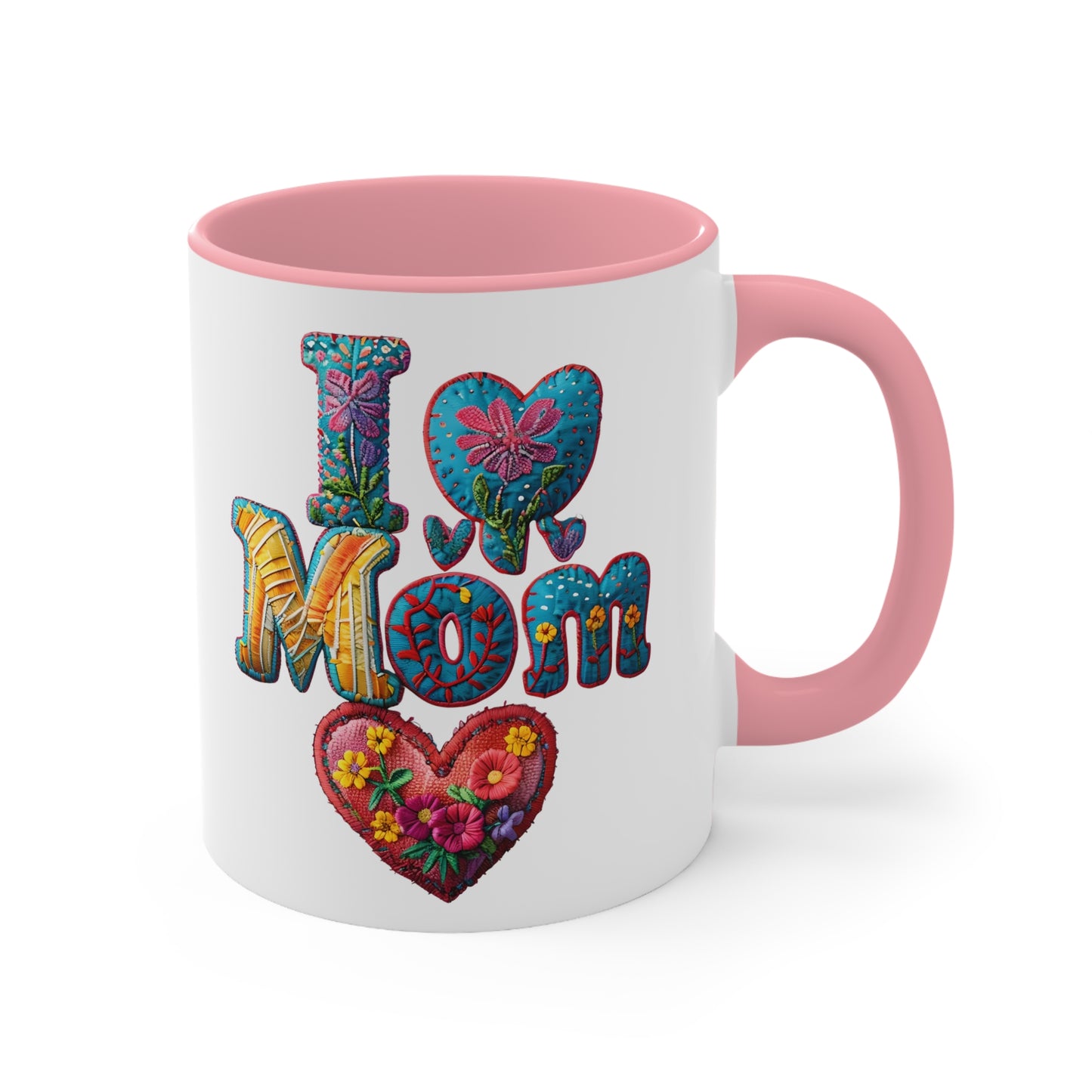 I Love Mom Accent Mug
