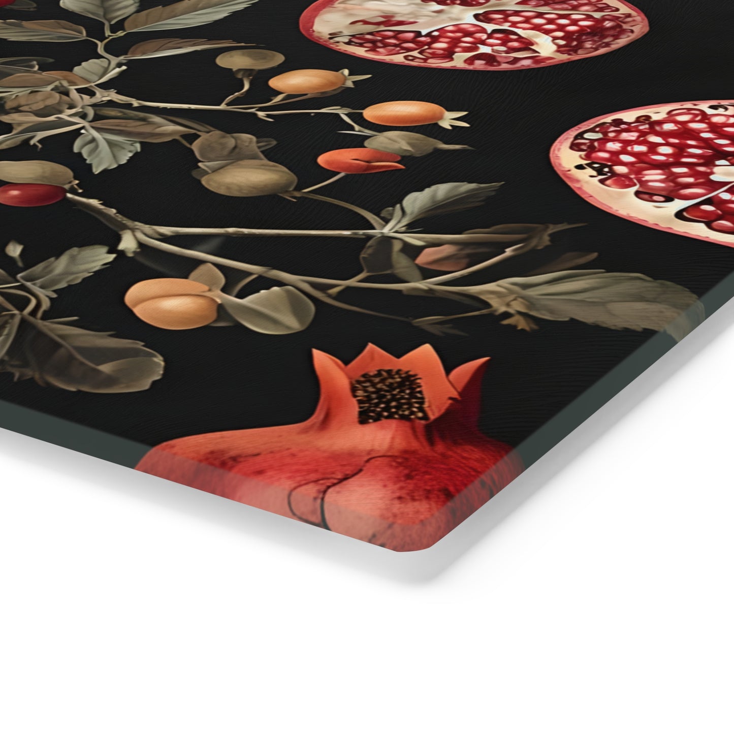 Elegant Floral Cutting Board with Pomegranate Design