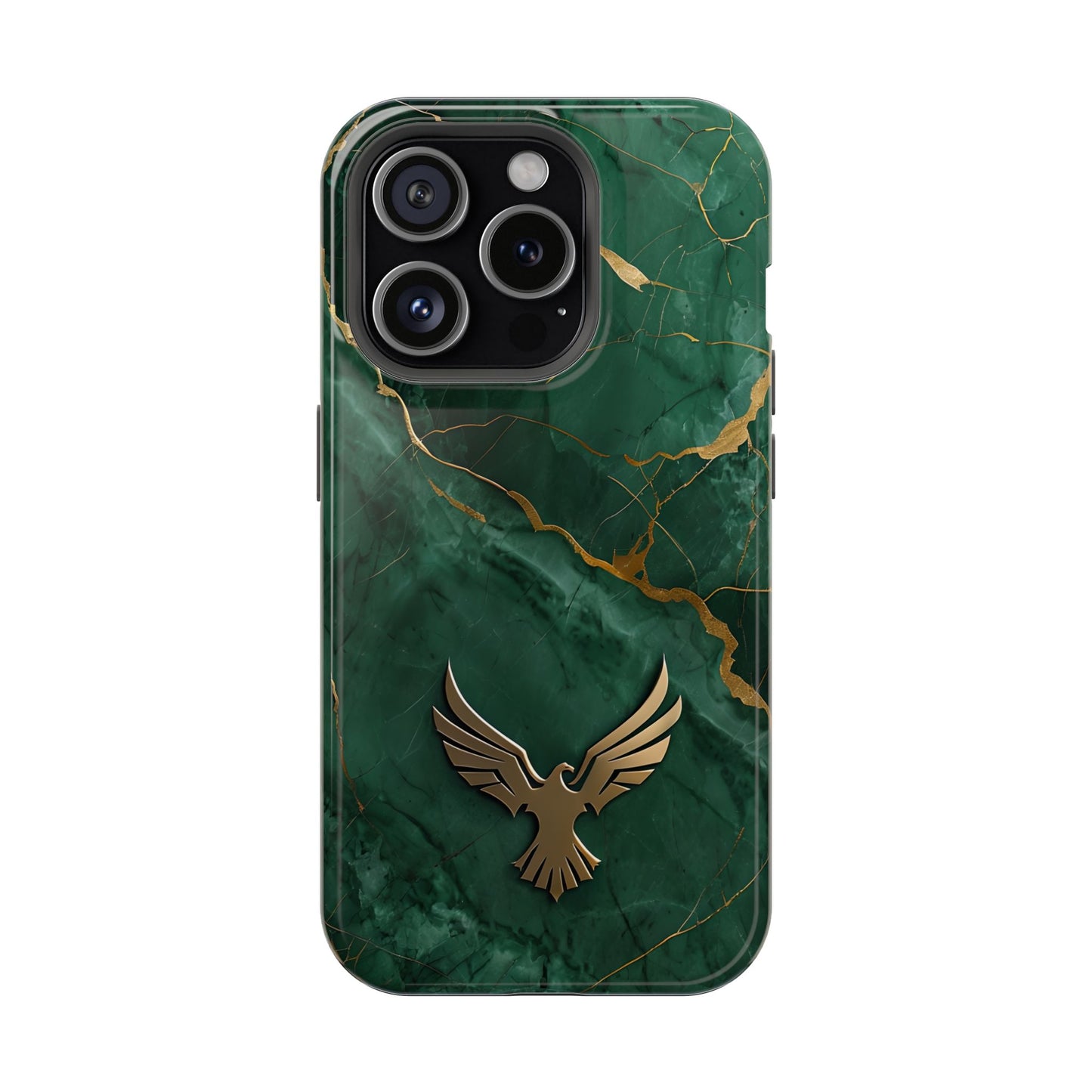 Elegant Green Marble Phone Case with Eagle Design | Magnetic Tough Case